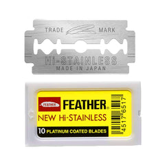 Cuchillas Feather doble borde 10: empaque práctico para afeitado suave.