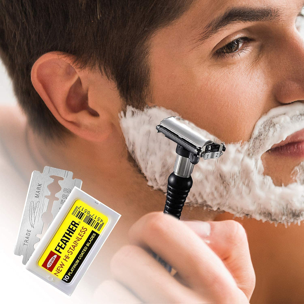 Cuchillas Feather duraderas: posibles pasadas reducidas para un afeitado cómodo.
