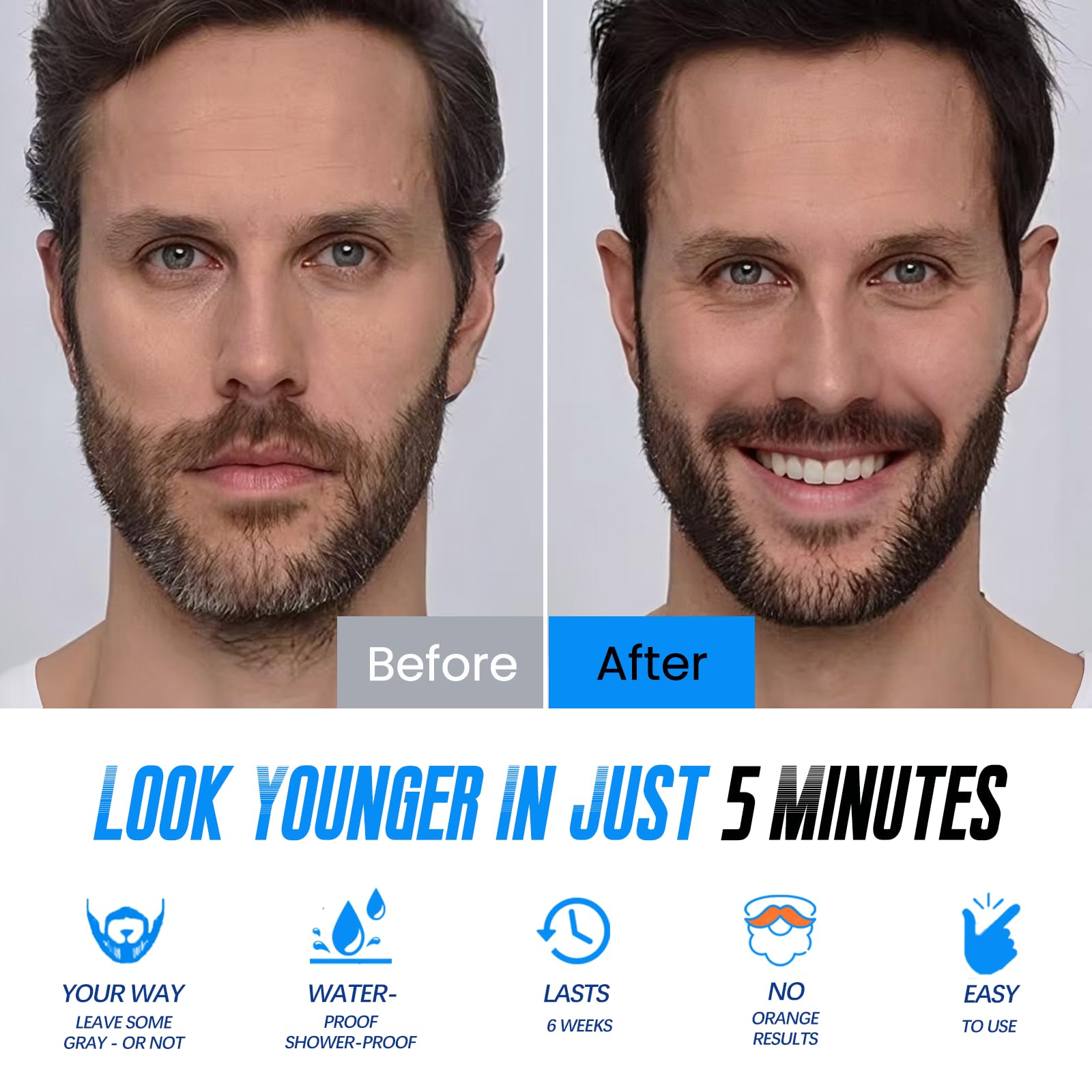 Fedulili Barba color negro rápido en 5 minutos