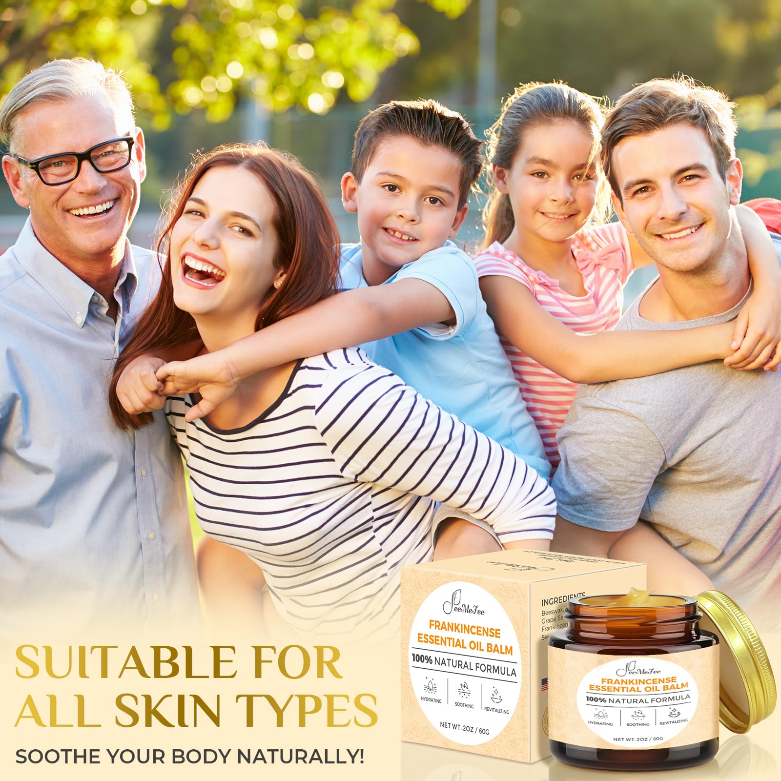 FeeMeFee Frankincense Balm aroma conveys earthy, relaxing spa-like scent.