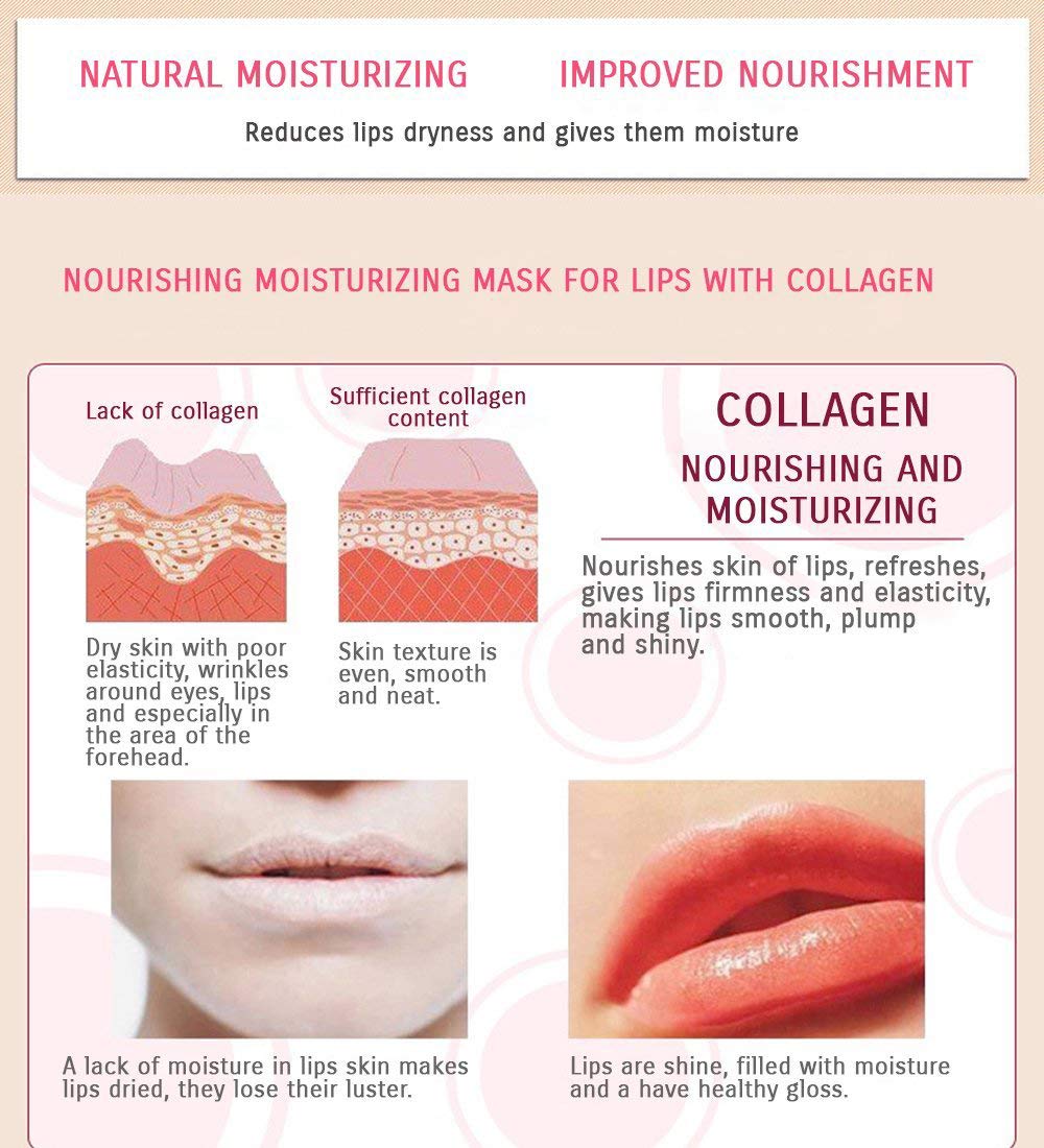 Felico collagen lip mask pads closeup showing collagen formula.