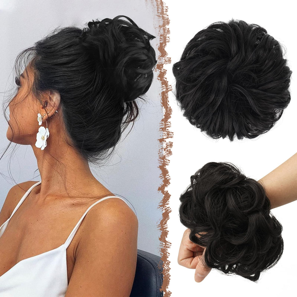FESHFEN messy bun tamaño grande con elástico para más volumen.