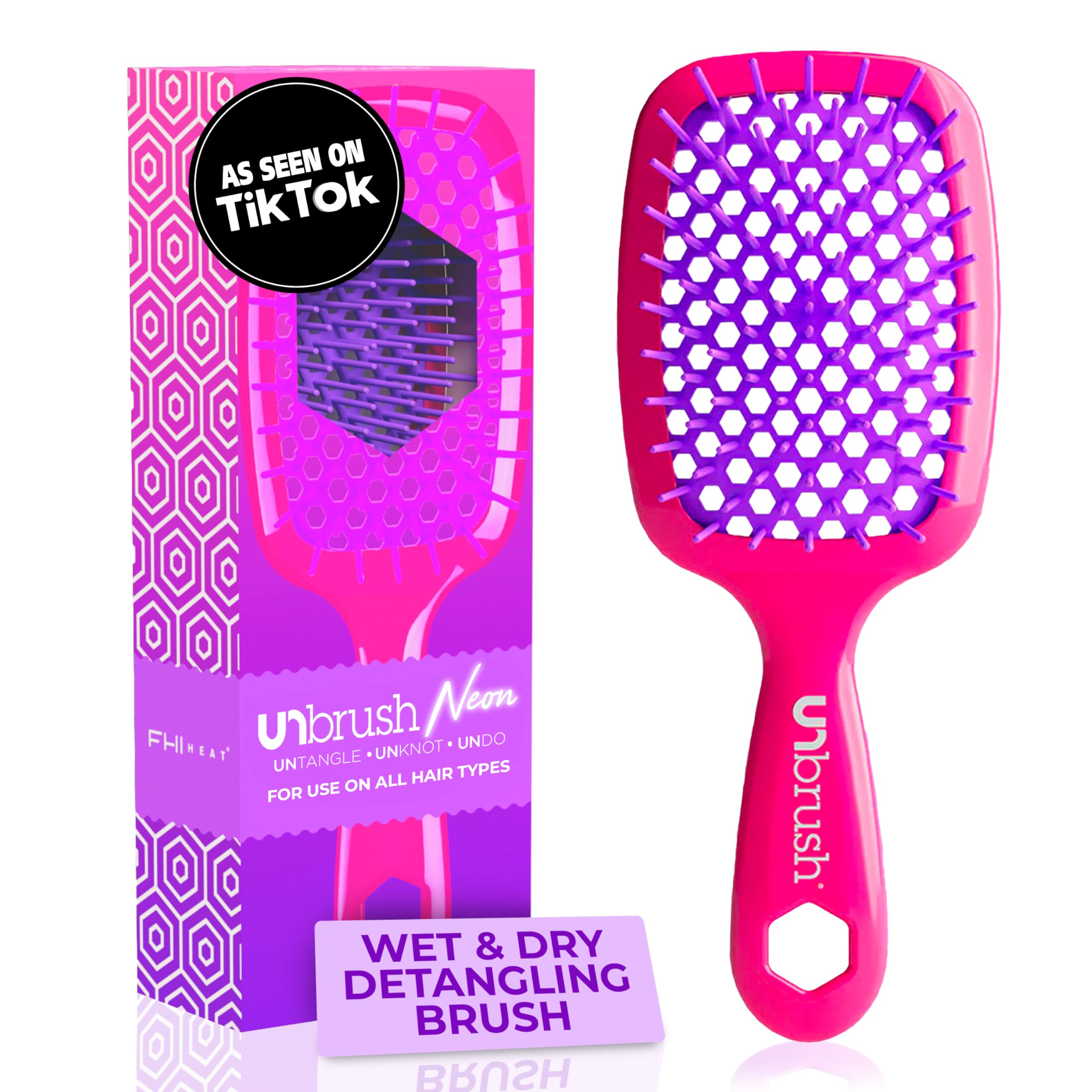 FHI Heat UNbrush con cerdas DuoFlex antiestáticas para desenredado suave.