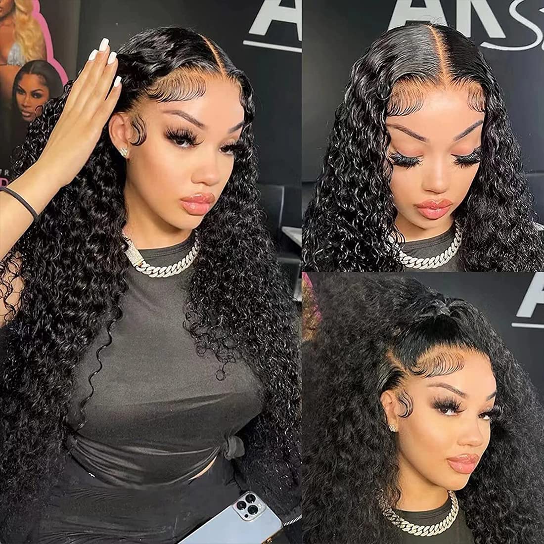 Filrku Water Wave Lace Front muestra cabellos de bebé para suavidad realista