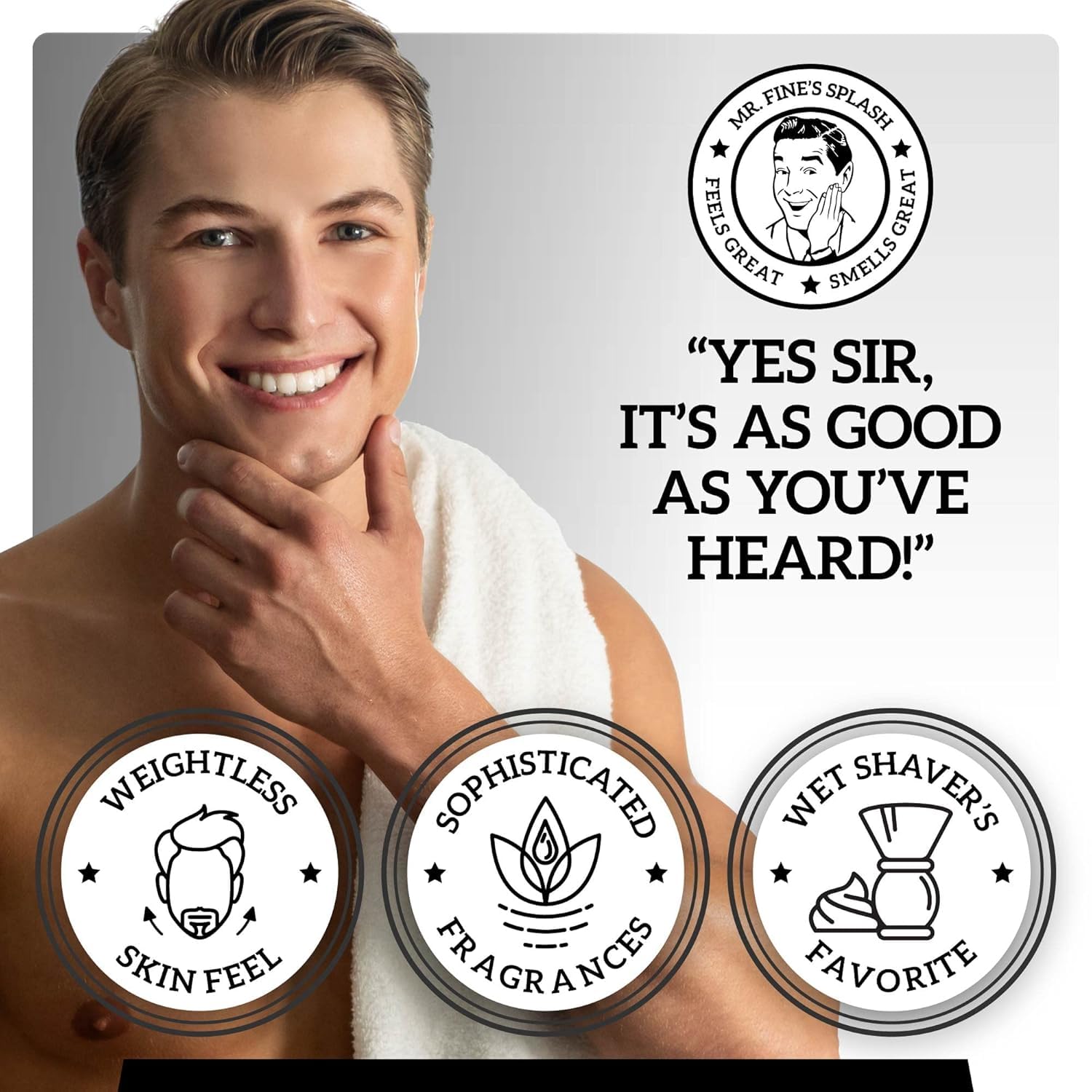 Empaque premium de Mr. Fine Aftershave Platinum que acompaña la experiencia diaria.