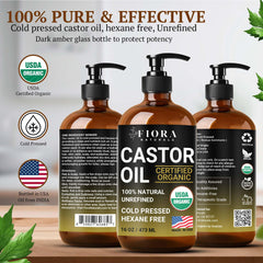 Fiora Naturals aceite de ricino USDA certificado, pureza garantizada