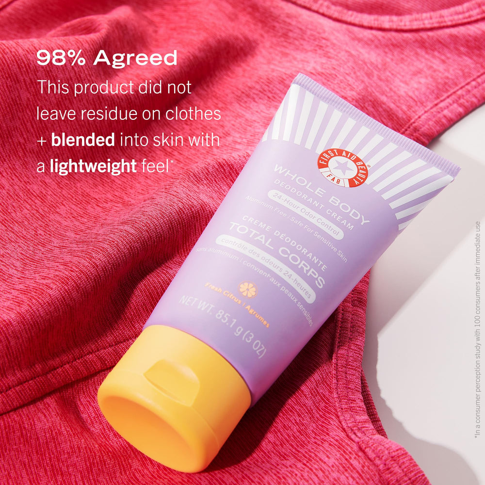 First Aid Beauty Crema Desodorante para abdomen, evita olores en pliegues y es cómoda.