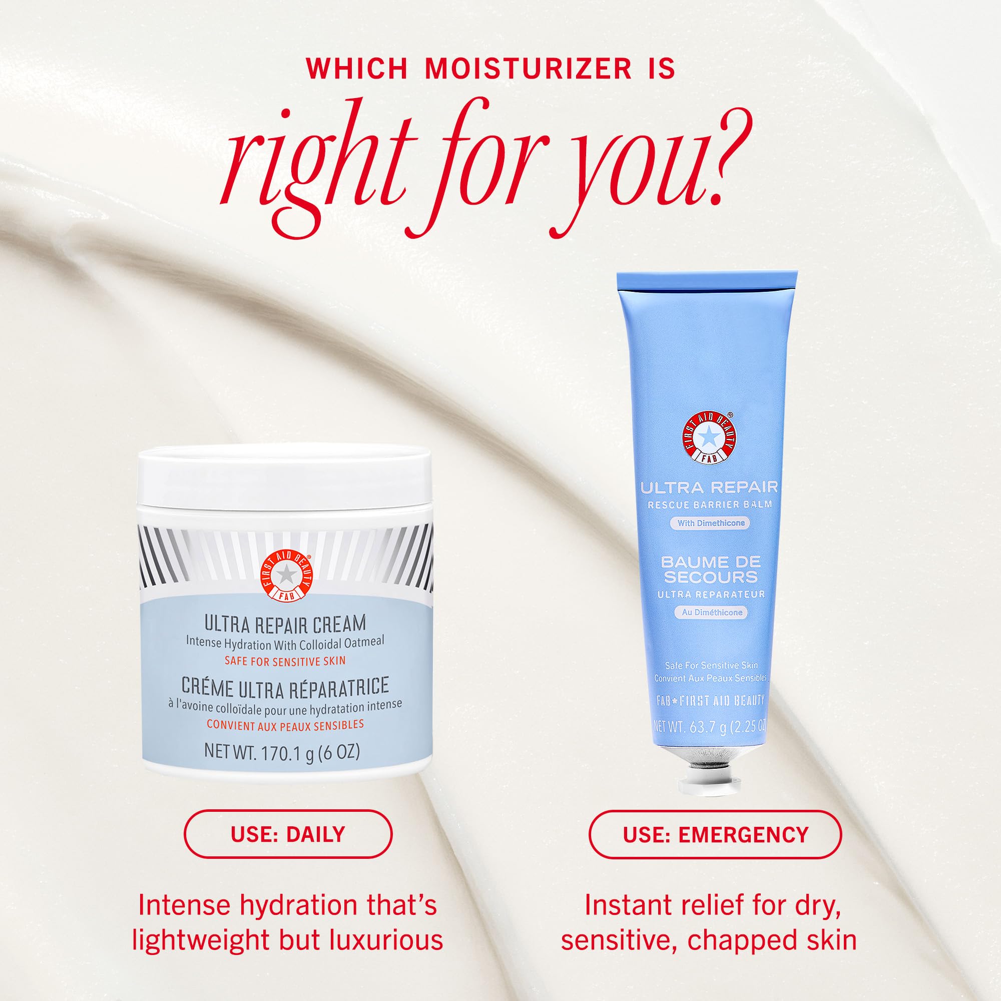 Kits de Ultra Repair Cream de First Aid Beauty para viaje o casa
