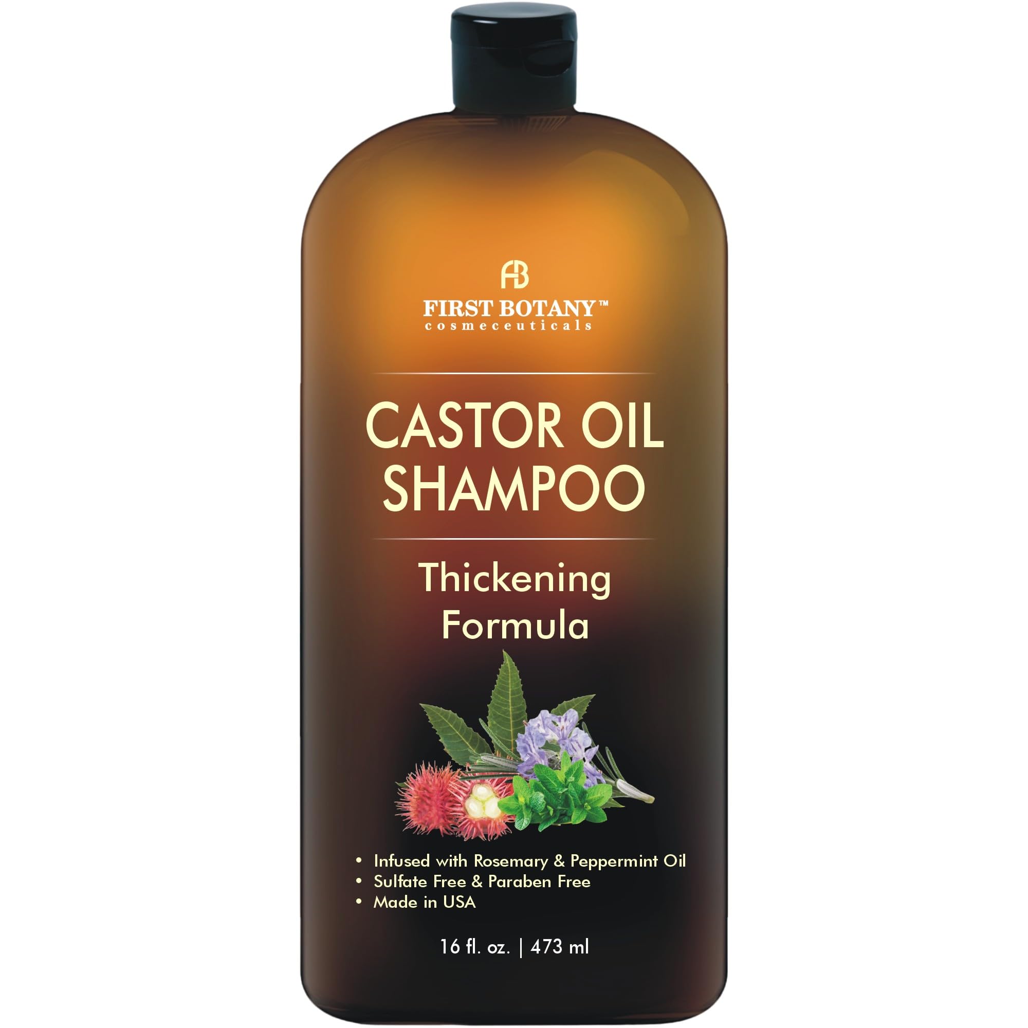 First Botany Champú Ricino en botella, hidratación suave para el cabello