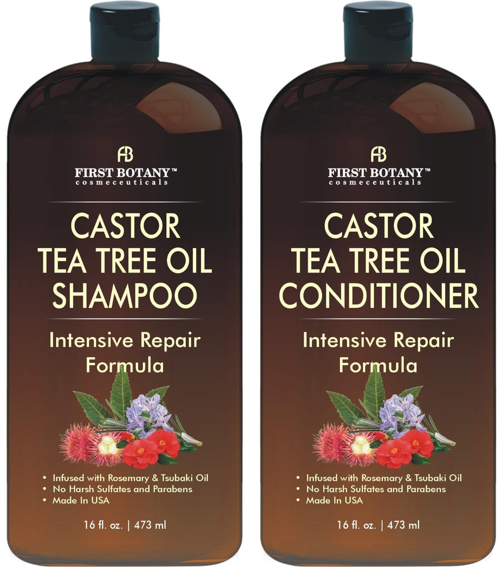 First Botany champú Ricino y Árbol de Té en botella para cabello con aspecto más grueso