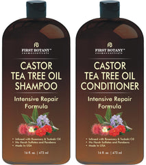 First Botany champú Ricino y Árbol de Té en botella para cabello con aspecto más grueso