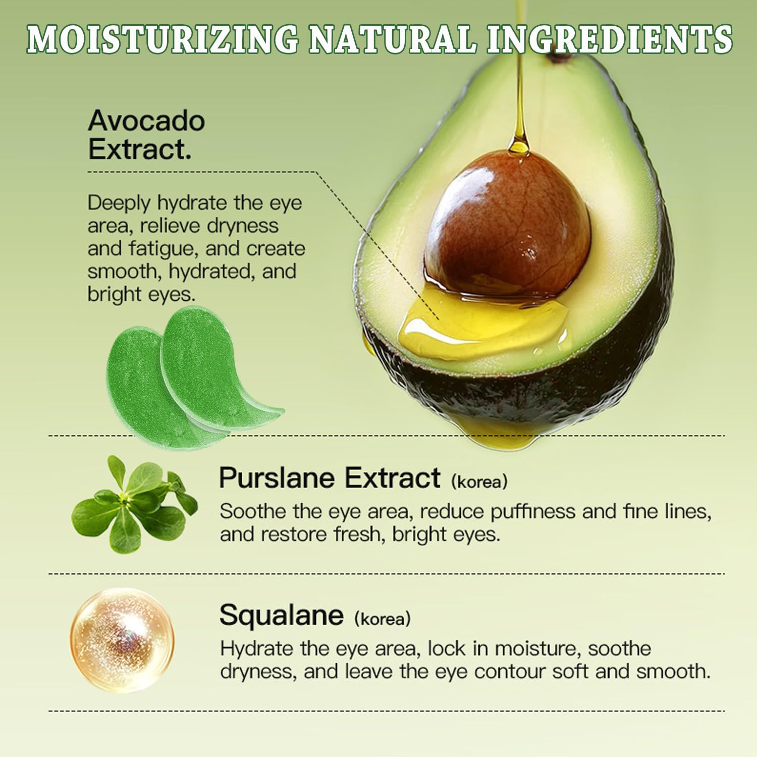 Firstfly parche para ojos de aguacate, ingredientes naturales de aguacate