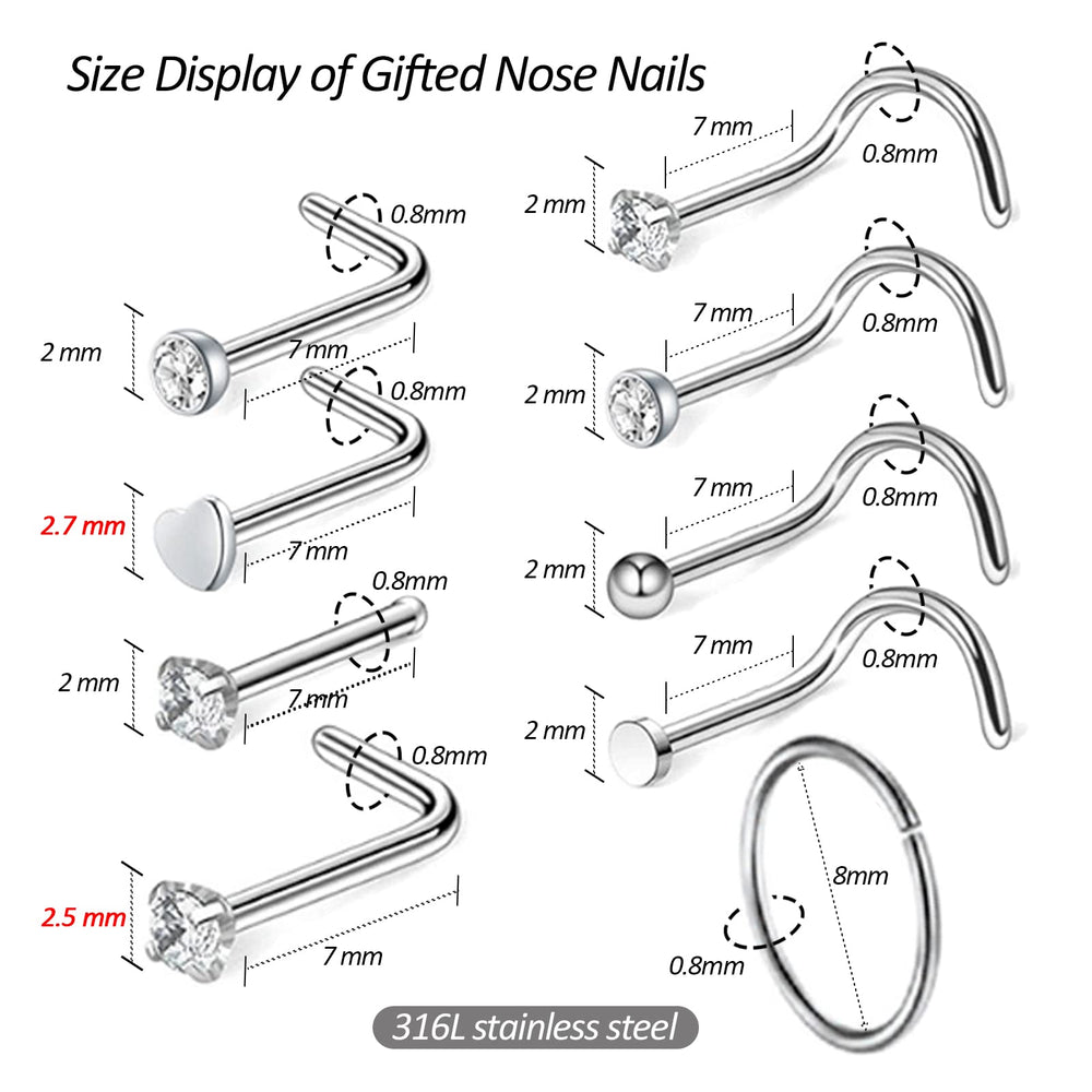 Firstomato set de 9 aros nasales, regalo práctico