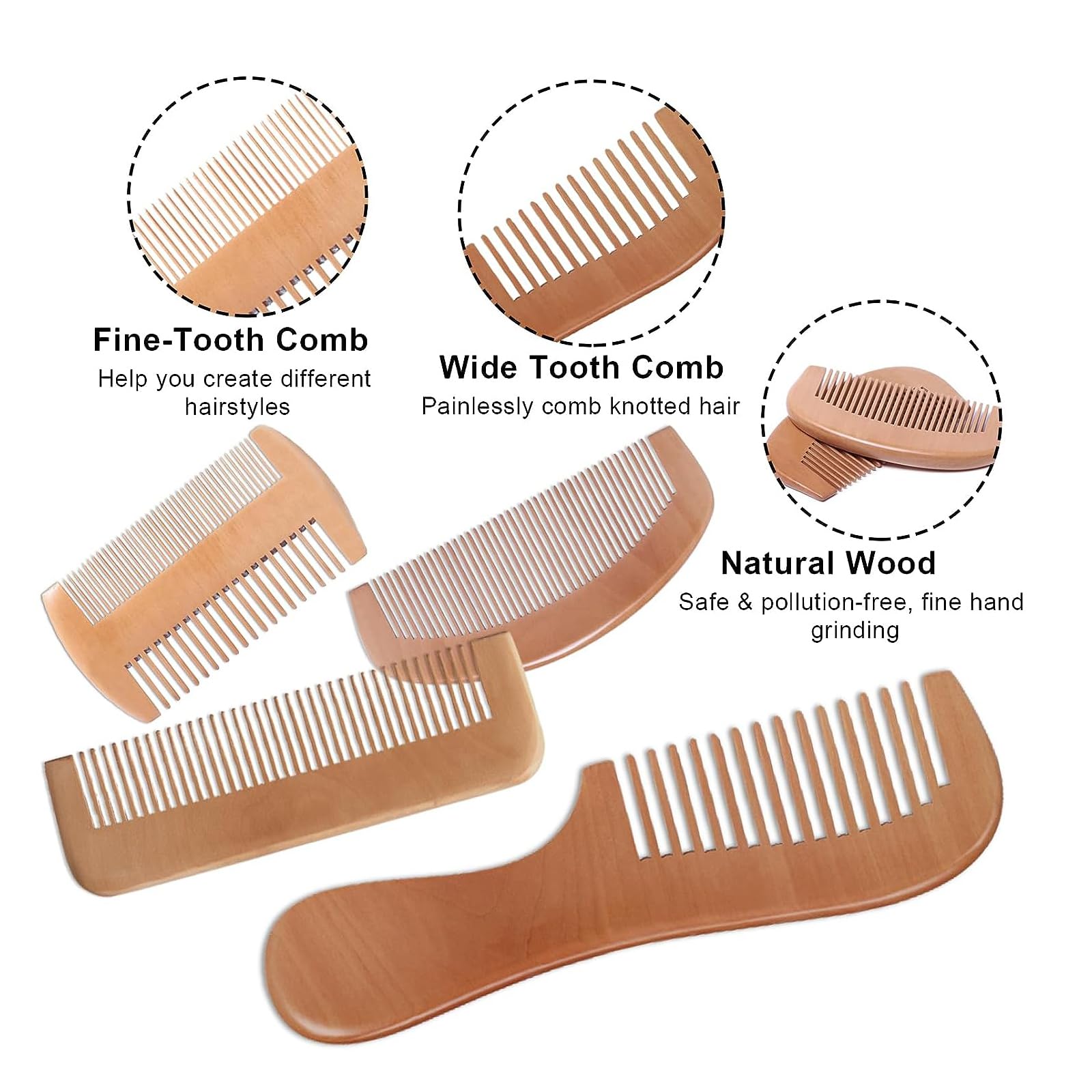 FirstPELLA peine de dientes finos en bambú para alisar y definir cabellos.