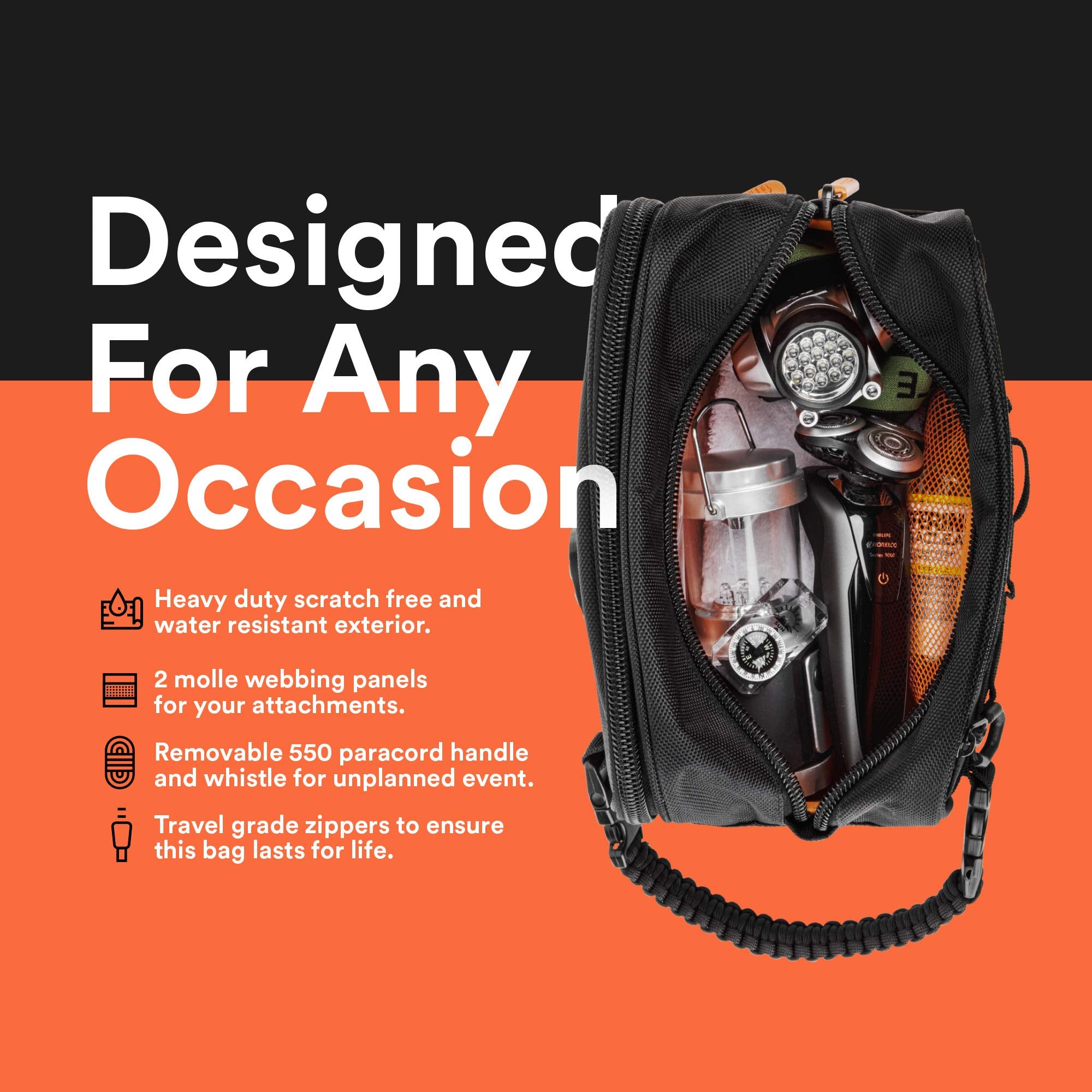 Fitdom Dopp Kit asa desmontable para transportar con comodidad.