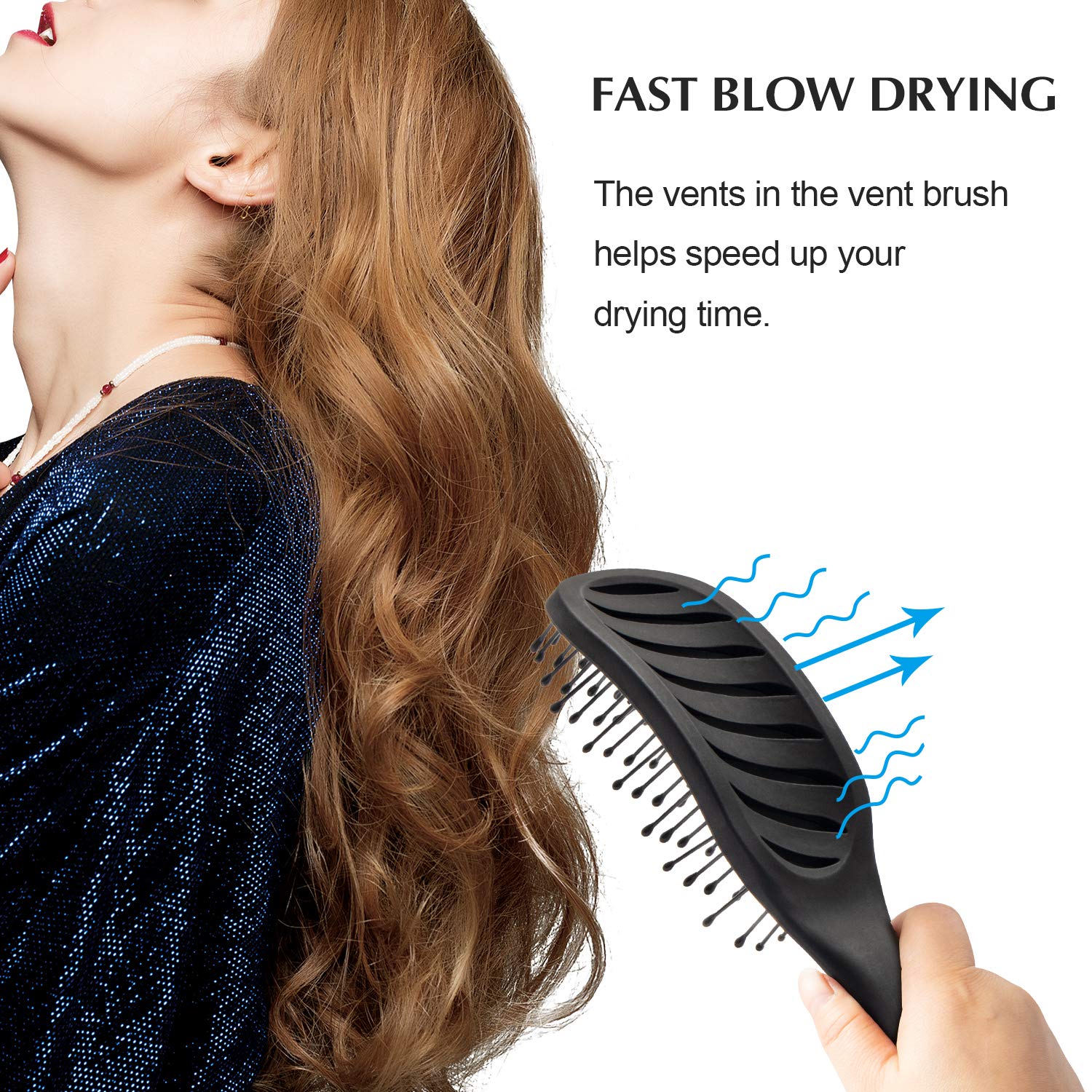 FIXBODY cepillo curvo ventilado con puntas de nylon para atravesar nudos densos