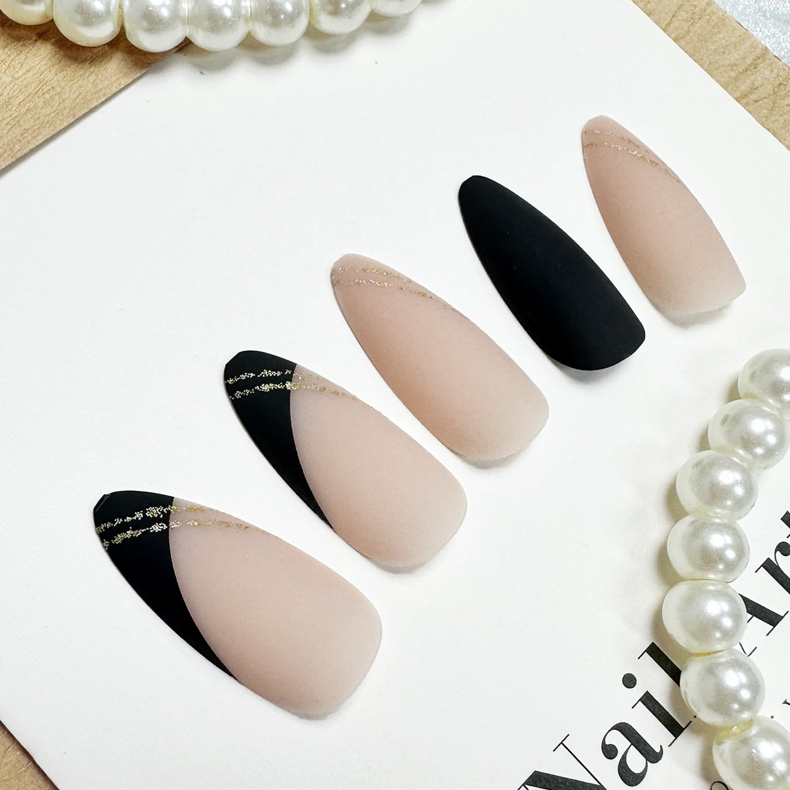 Uñas FJSMTOPl Halloween con punta francesa, ideal para fiestas y fotos.