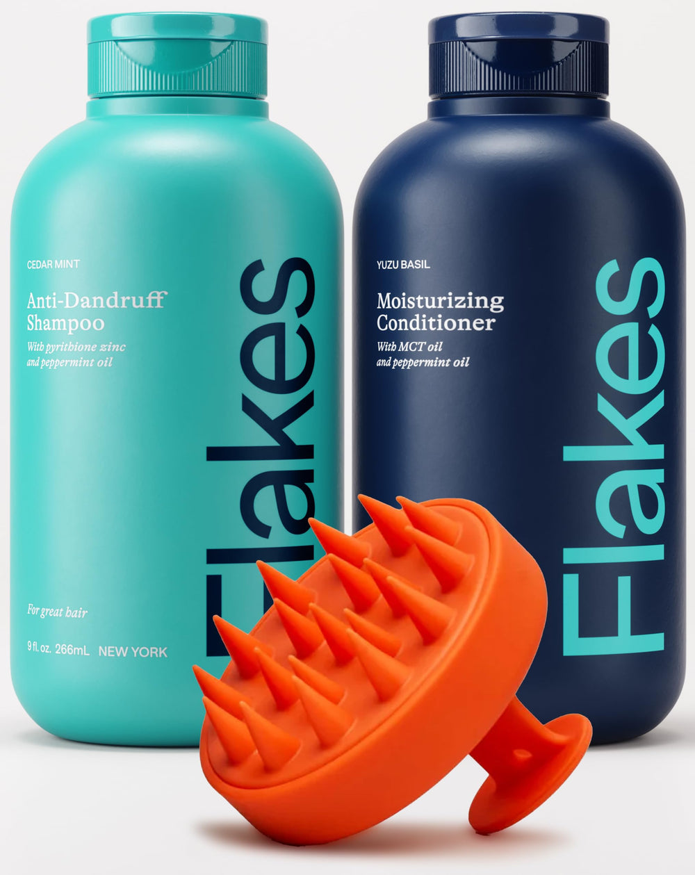 Flakes champú anticaspa en botella de 9 oz para uso diario.