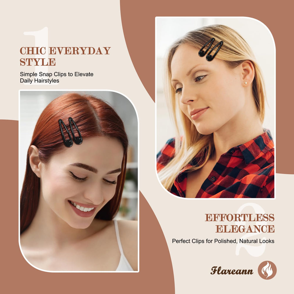 FLAREANN clip cabello antideslizante negro, perfecto para sujetar flequillos y capas.