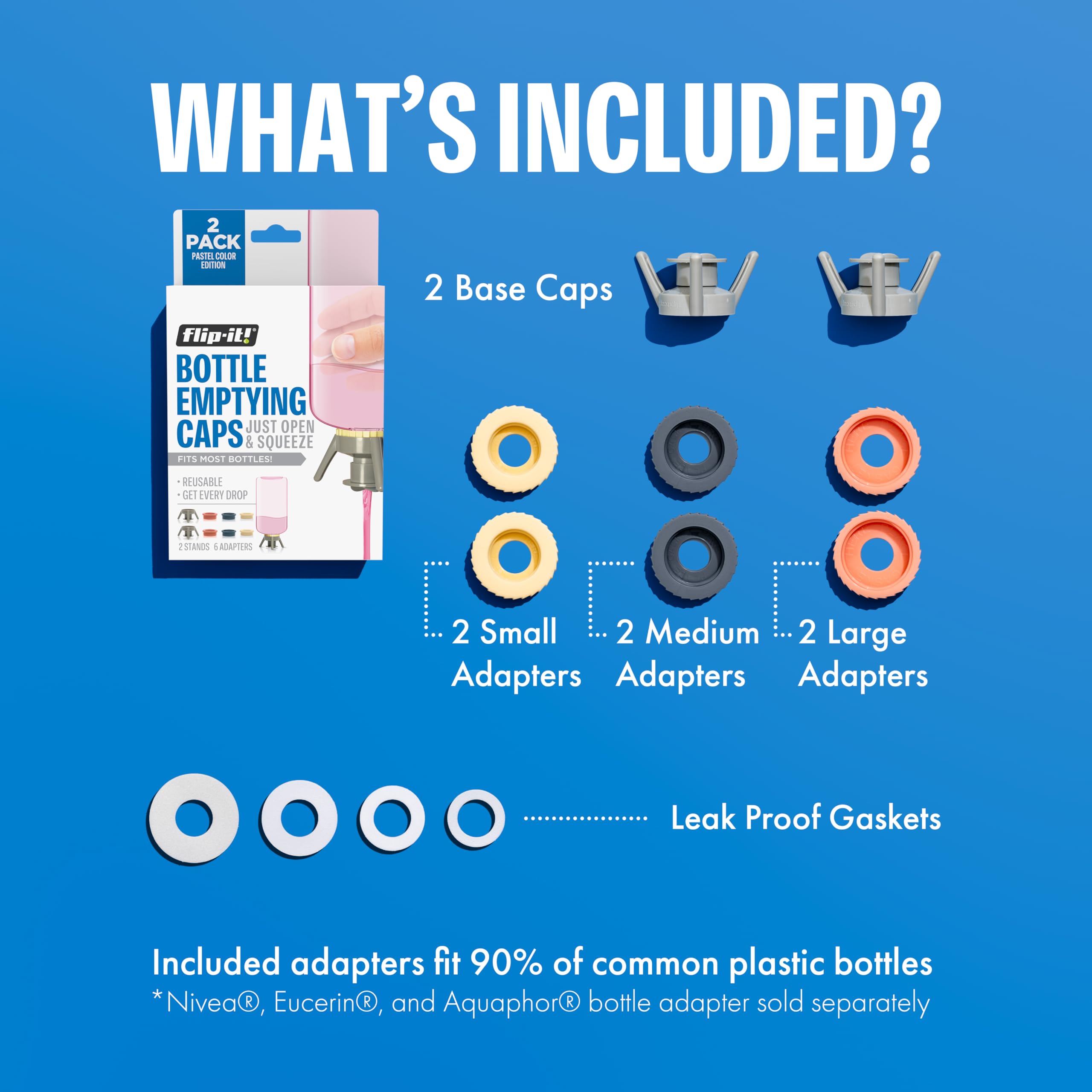 Flip-It! adaptadores-24mm-pequeños para botellas pequeñas y ajustadas.
