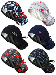 Gorro quirúrgico Floraltop con forro satinado interior para mayor confort durante turnos largos.