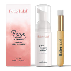 FlutterHabit Champú para Pestañas con brocha de aplicación para limpieza suave de extensiones.