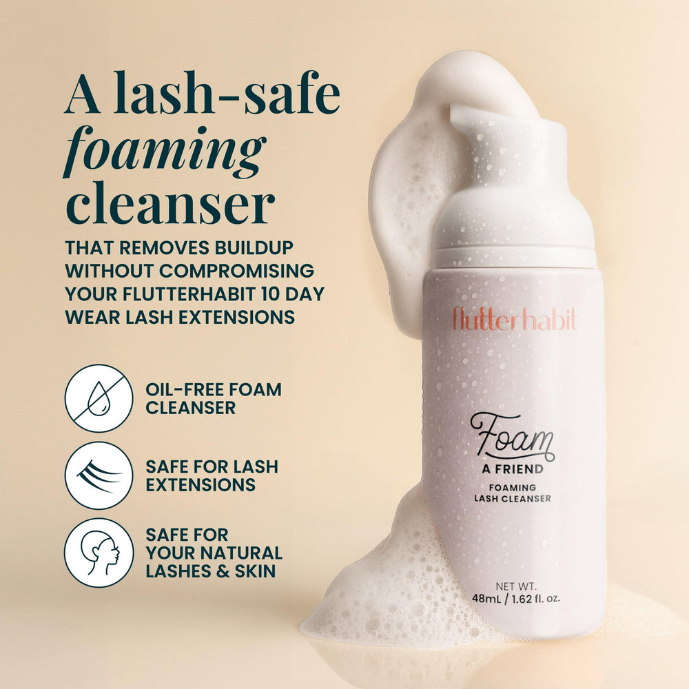 FlutterHabit Champú para Pestañas espuma suave para eliminar maquillaje y suciedad sin dañar.