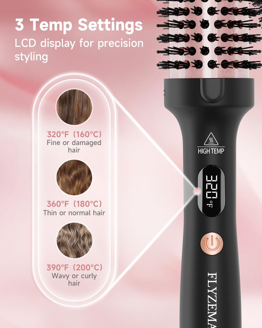 flyzemaa cepillo termico rizos ondas, crea ondas definidas con volumen natural.