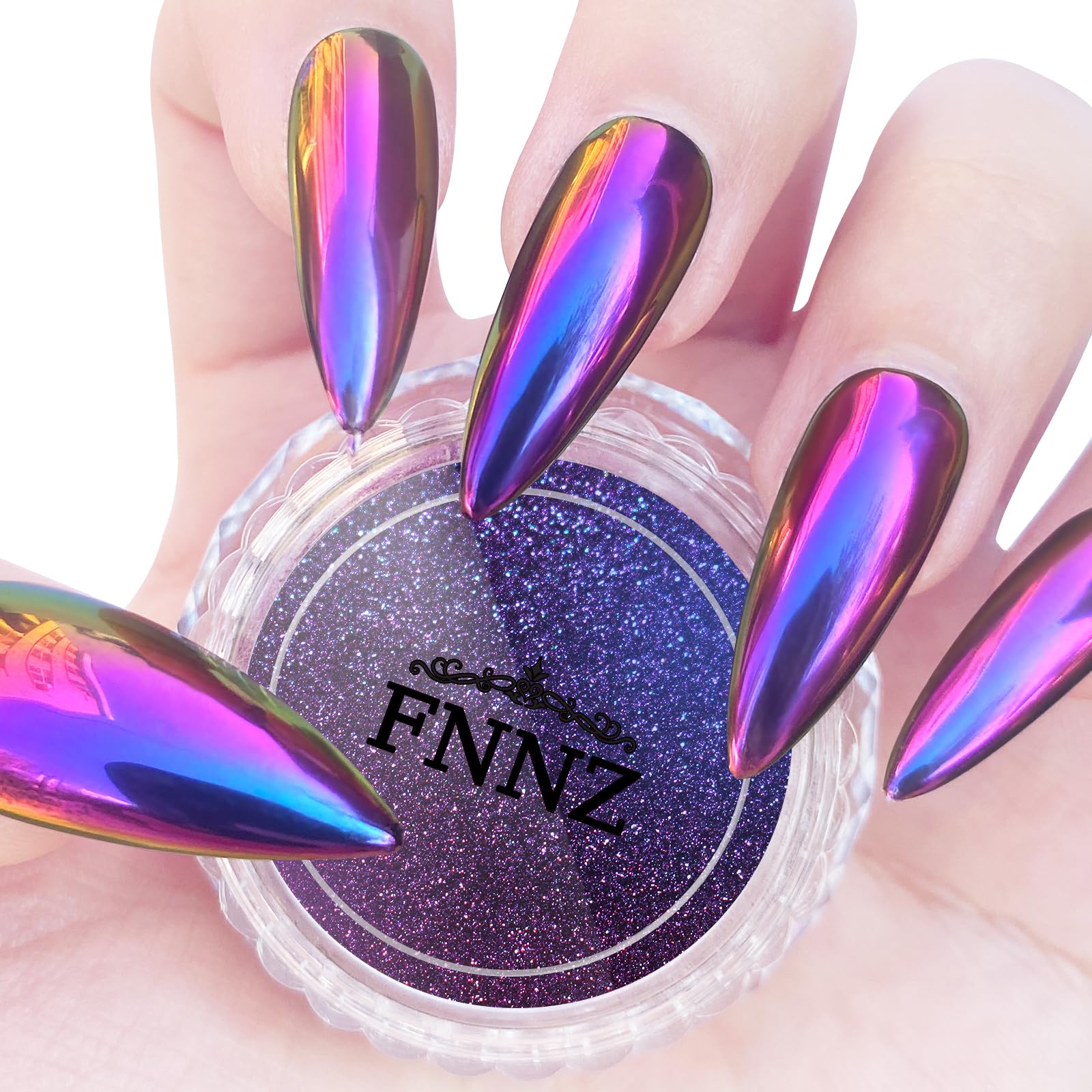 Polvo cromado camaleón de FNNZ para arte de uñas con efecto cambiante