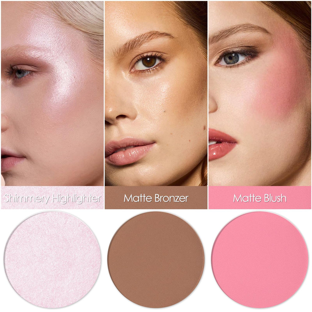 FOCALLURE blush rose soyeux offre couleur naturelle et tenue durable sur les pommettes.
