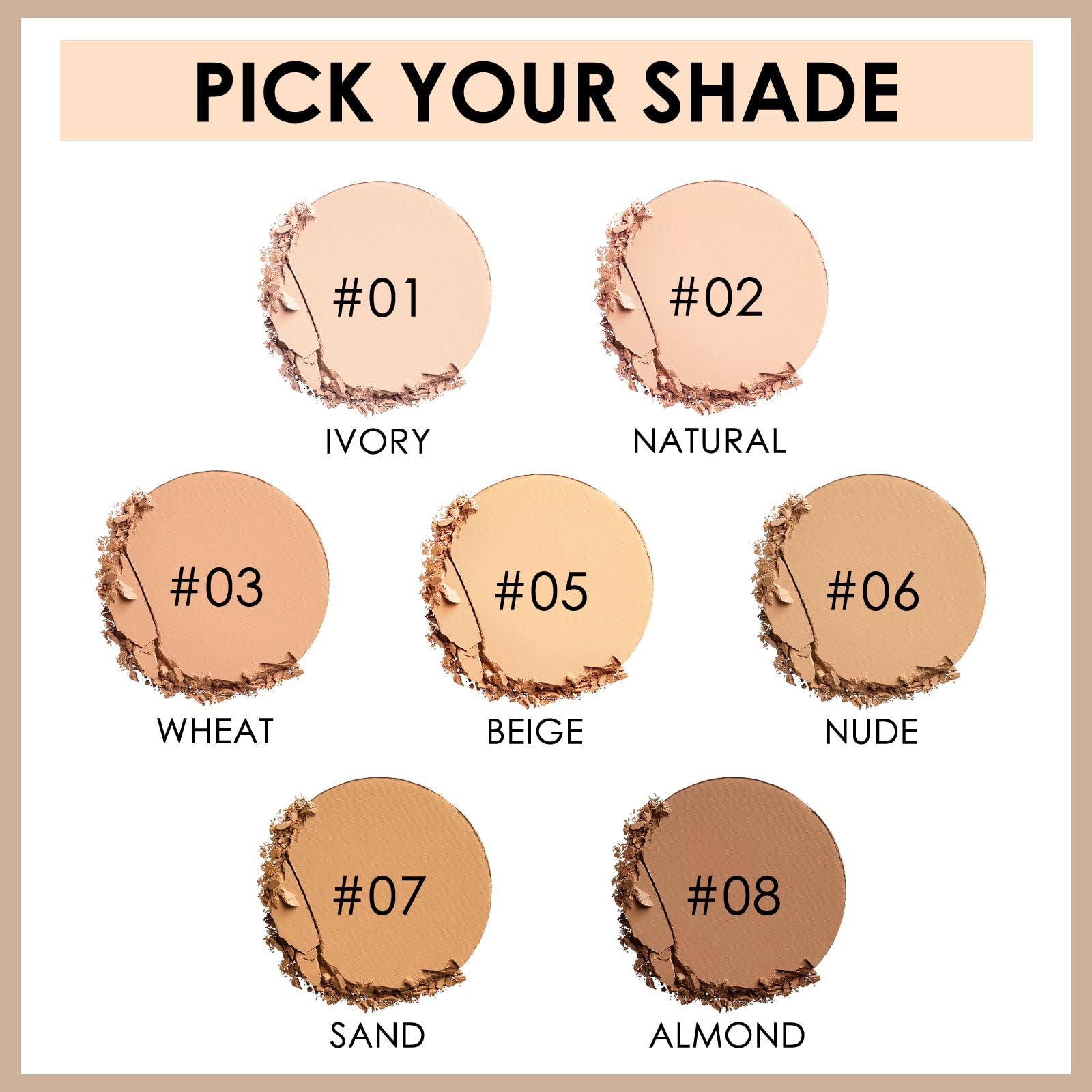FOCALLURE Flawless Pressed Powder matte finish on skin in soft lighting.