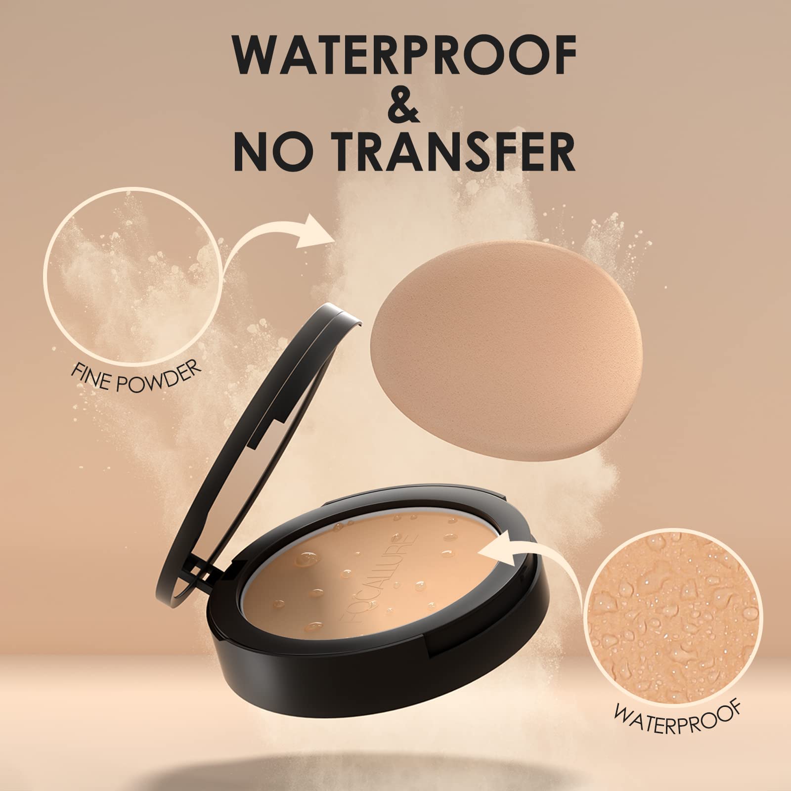FOCALLURE Flawless Pressed Powder swatch reveals smooth, photo-ready finish.