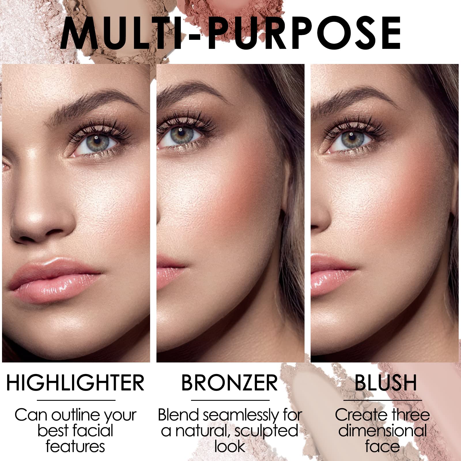 FOCALLURE waterproof blush and highlighter maintain glow through heat or sweat