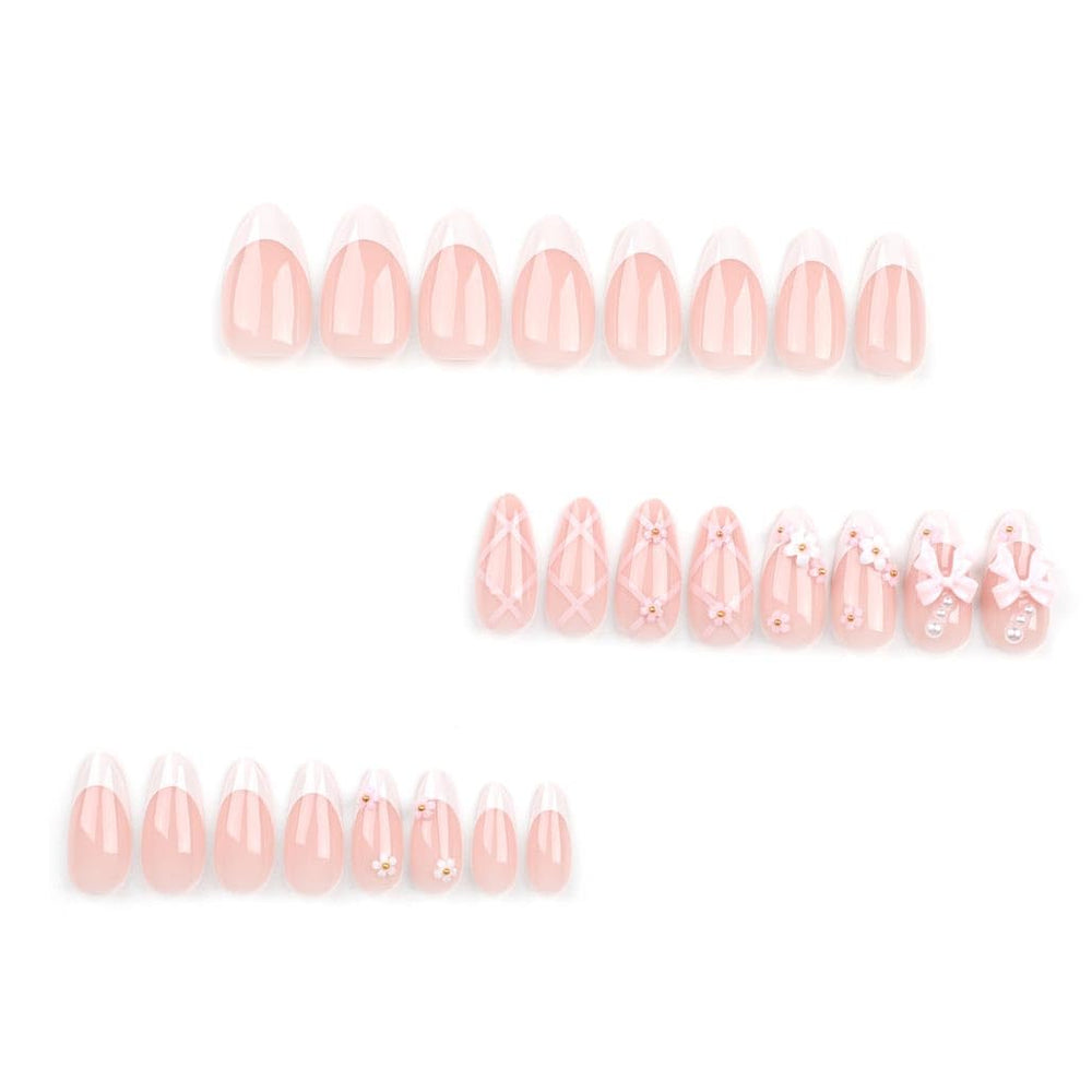 Foccna Uñas postizas almendra acabado brillante rosado para un look natural