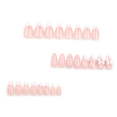 Foccna Uñas postizas almendra acabado brillante rosado para un look natural