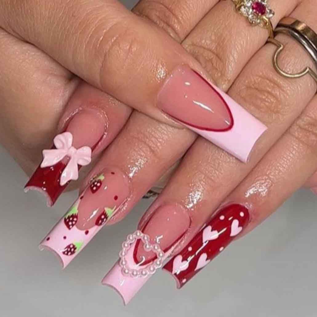 Uñas Foccna postizas con acabado brillante y forma cuadrada