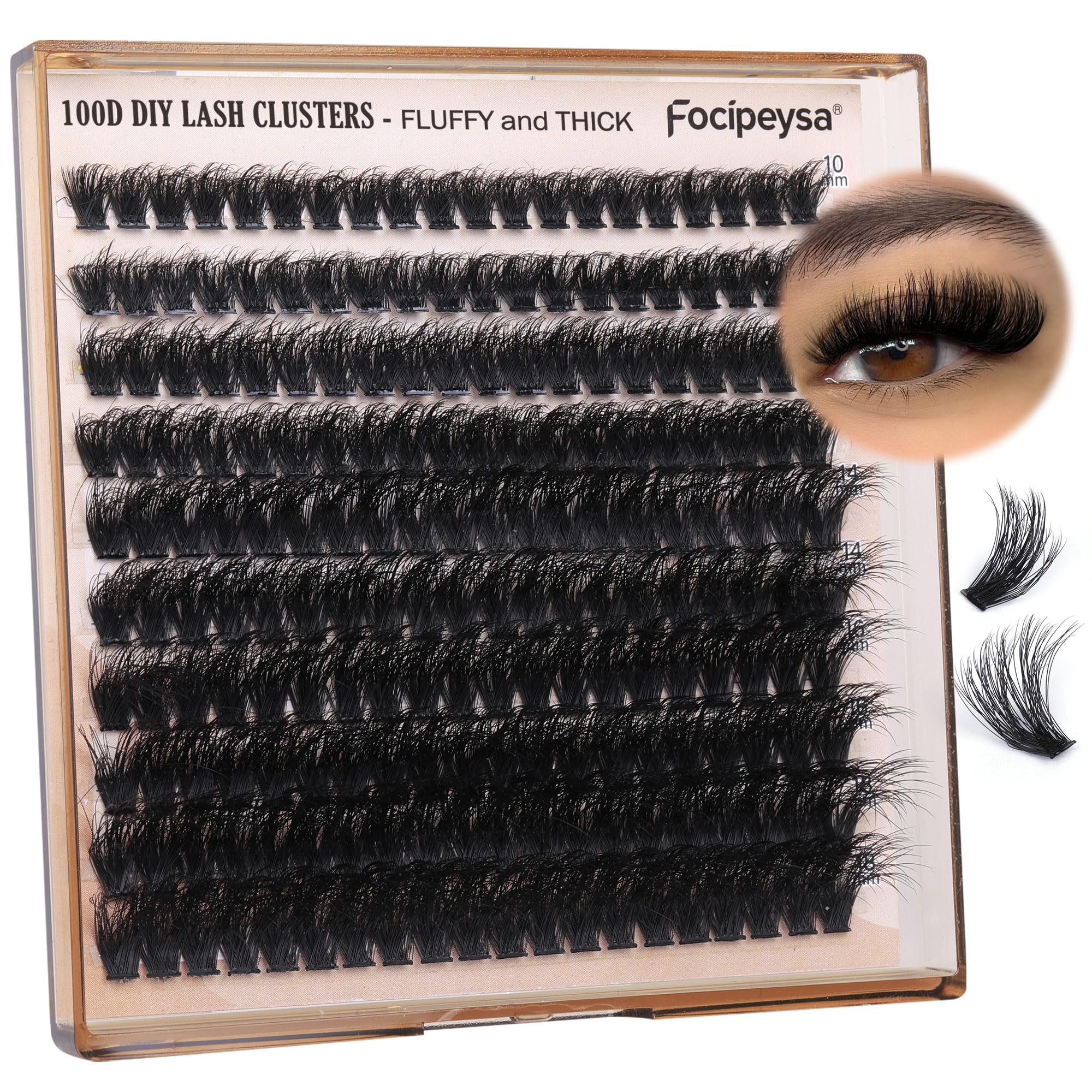 Pestañas Focipeysa cluster esponjadas 100D para look suave