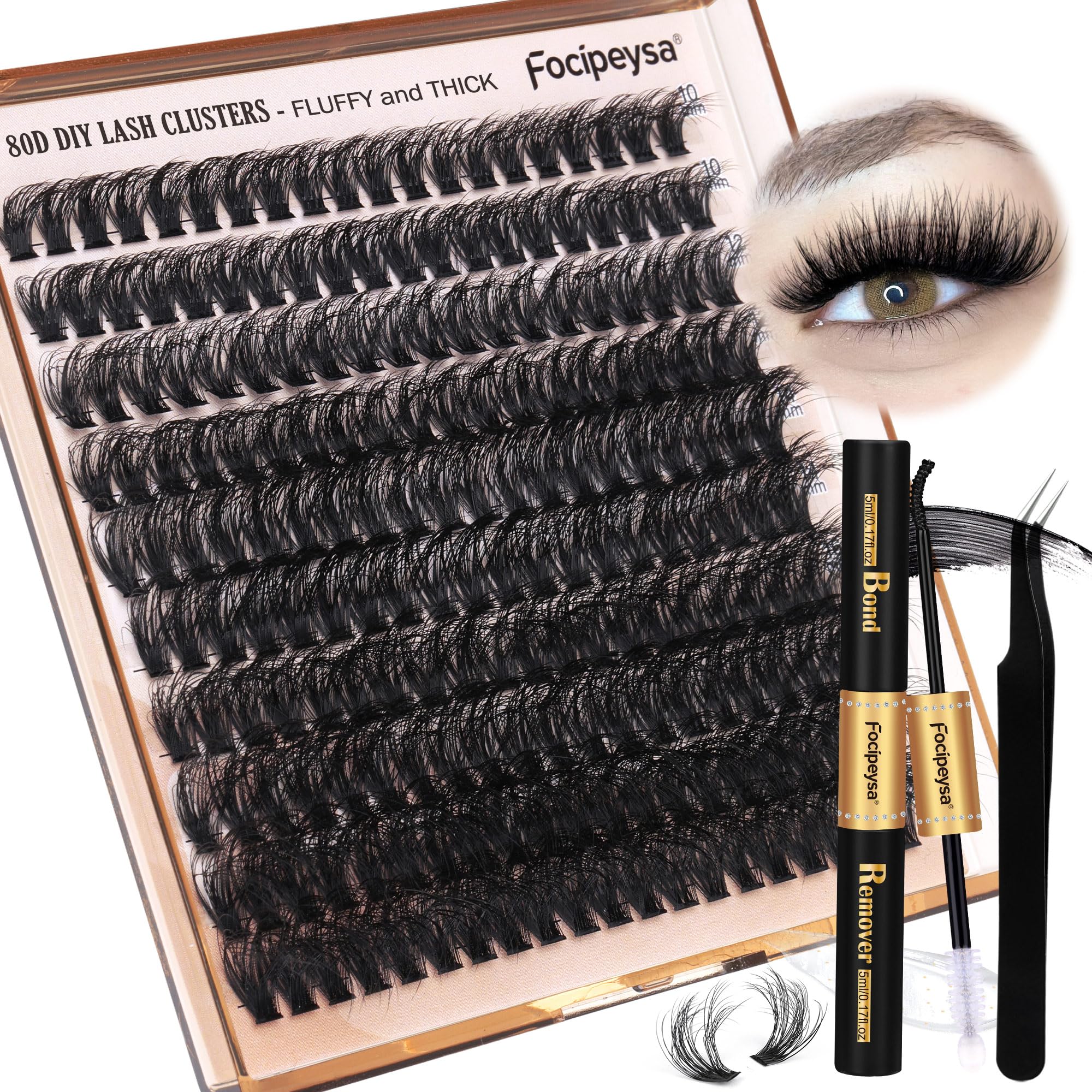 Kit Focipeysa 80D para lograr volumen natural en las pestañas.