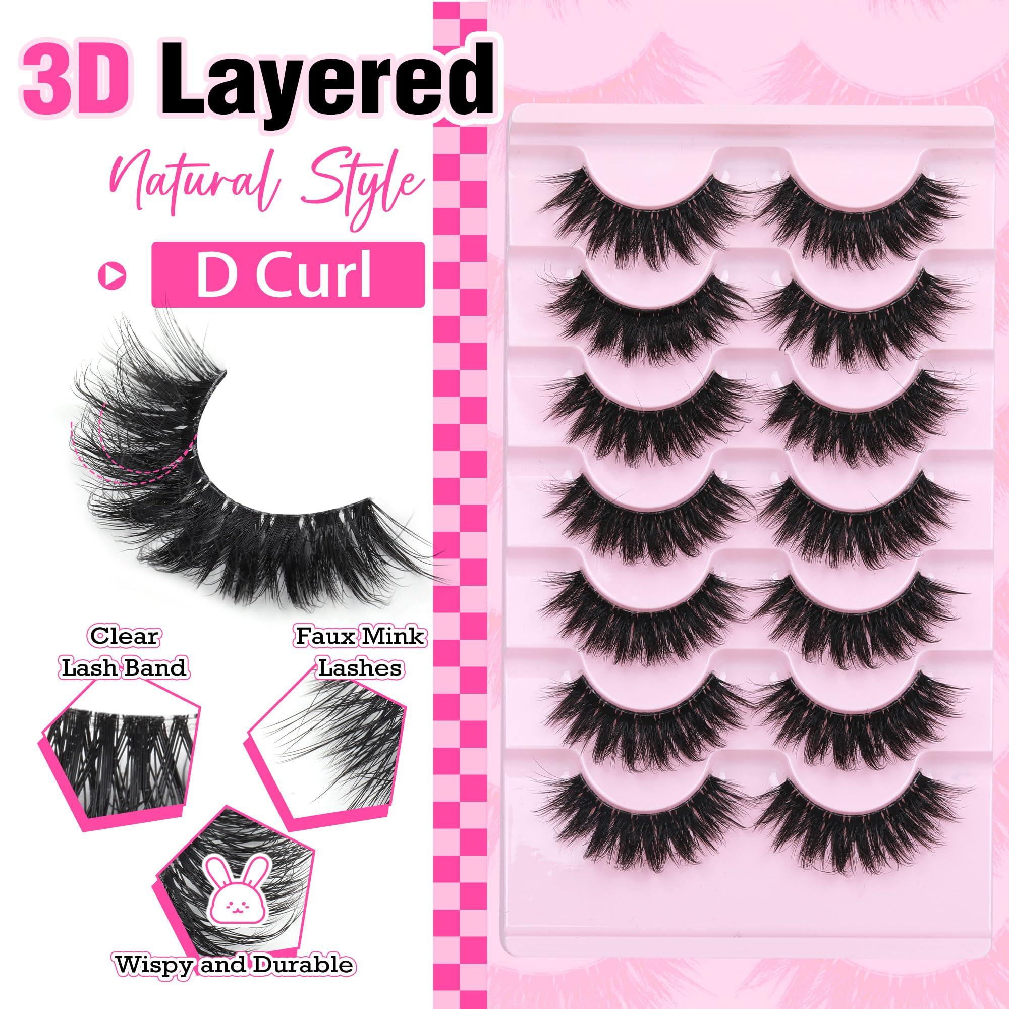 Pestañas Focipeysa 8D Wispy Fluffy con volumen natural.
