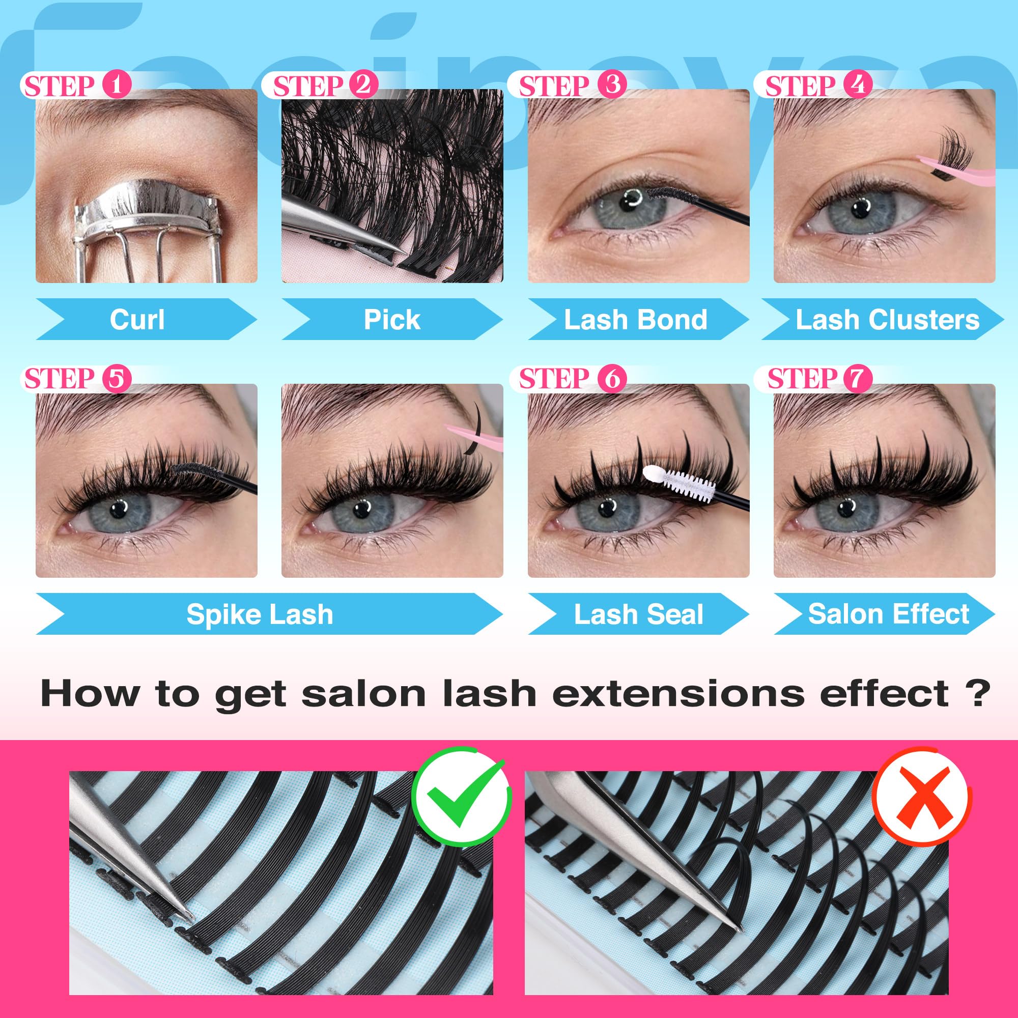 Pestañas Focipeysa look wispy para ojos de manga sin esfuerzo