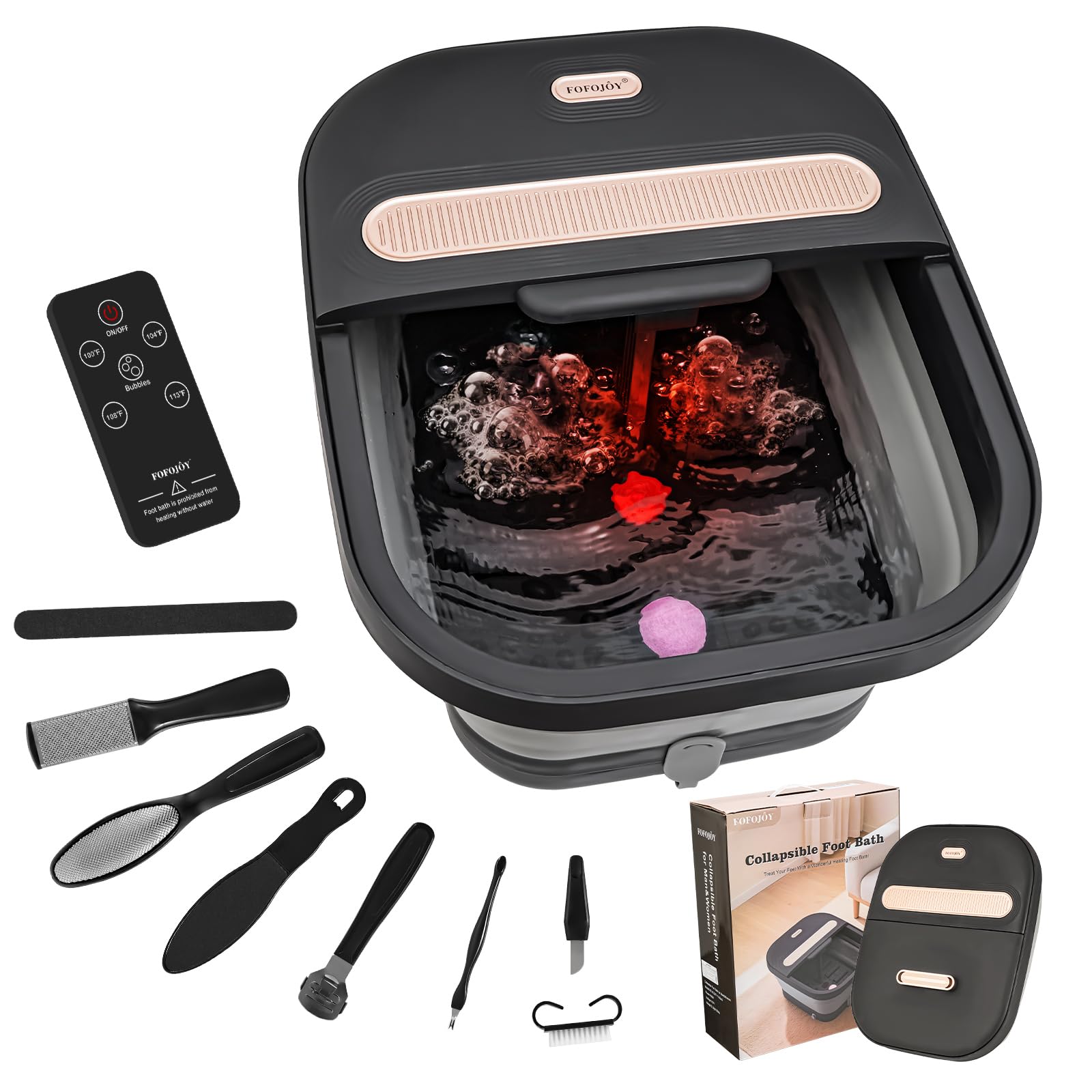 FOFOJÔY Collapsible Foot Spa Bath folds for easy storage and quick setup.