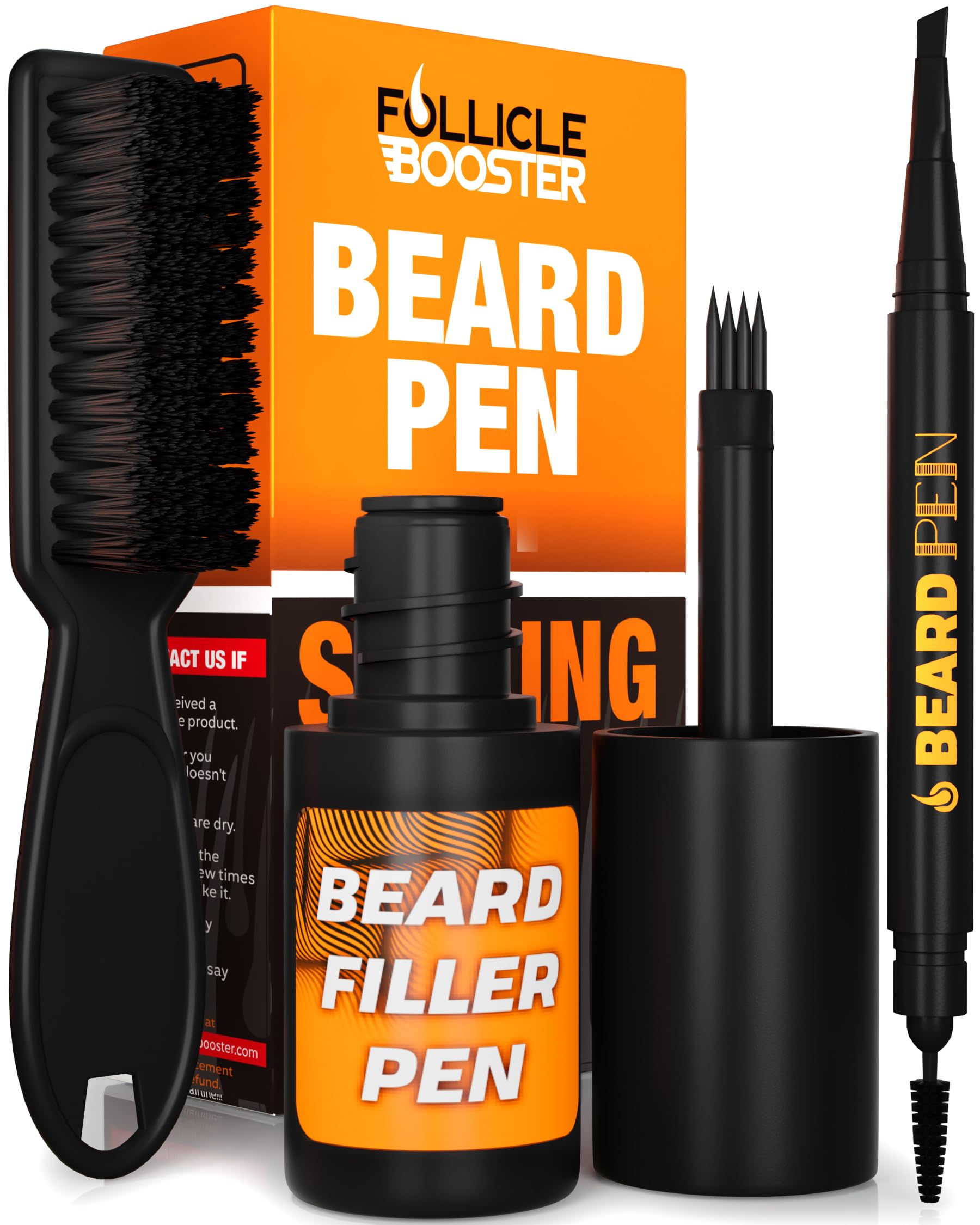 FOLLICLE BOOSTER bolígrafo-barba con 4 puntas para relleno preciso y acabado natural.