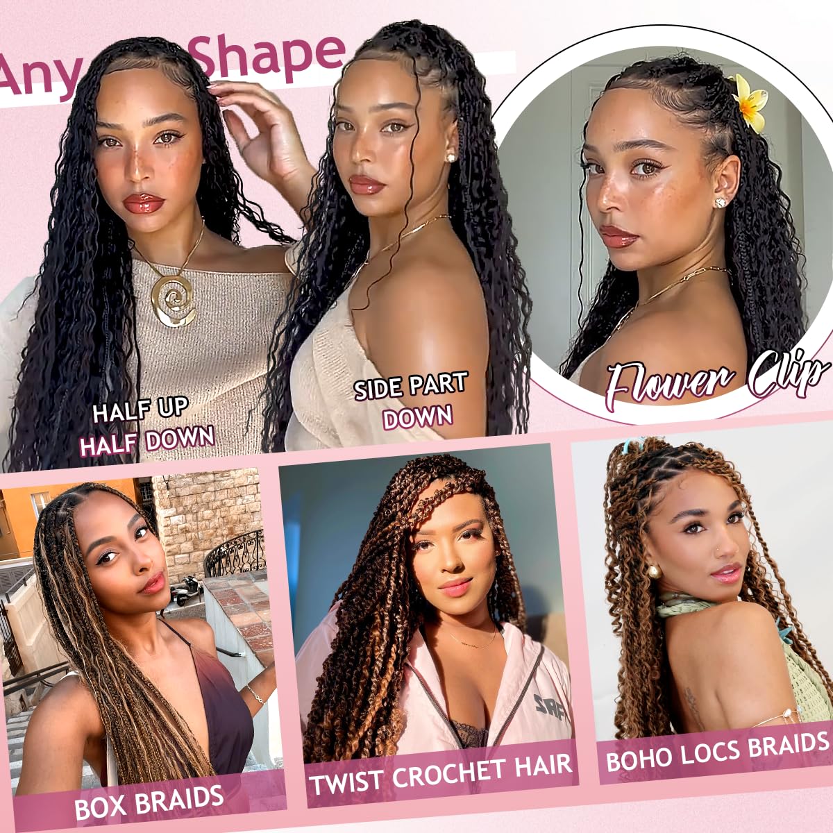 Trenzas boho con volumen FONFUNY para estilo natural