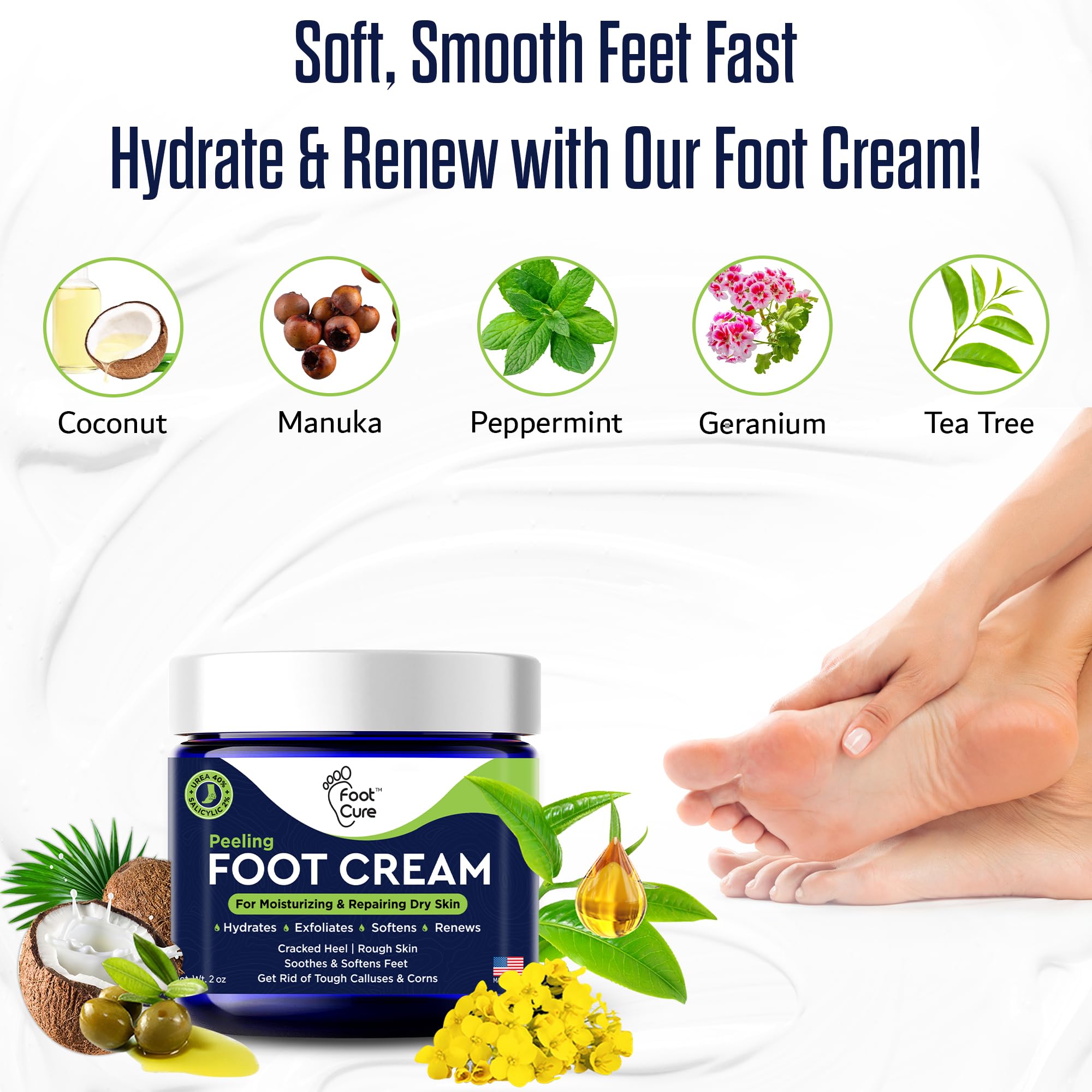FOOT CURE Crema de Pies para cuidado de atletas, confort diario.