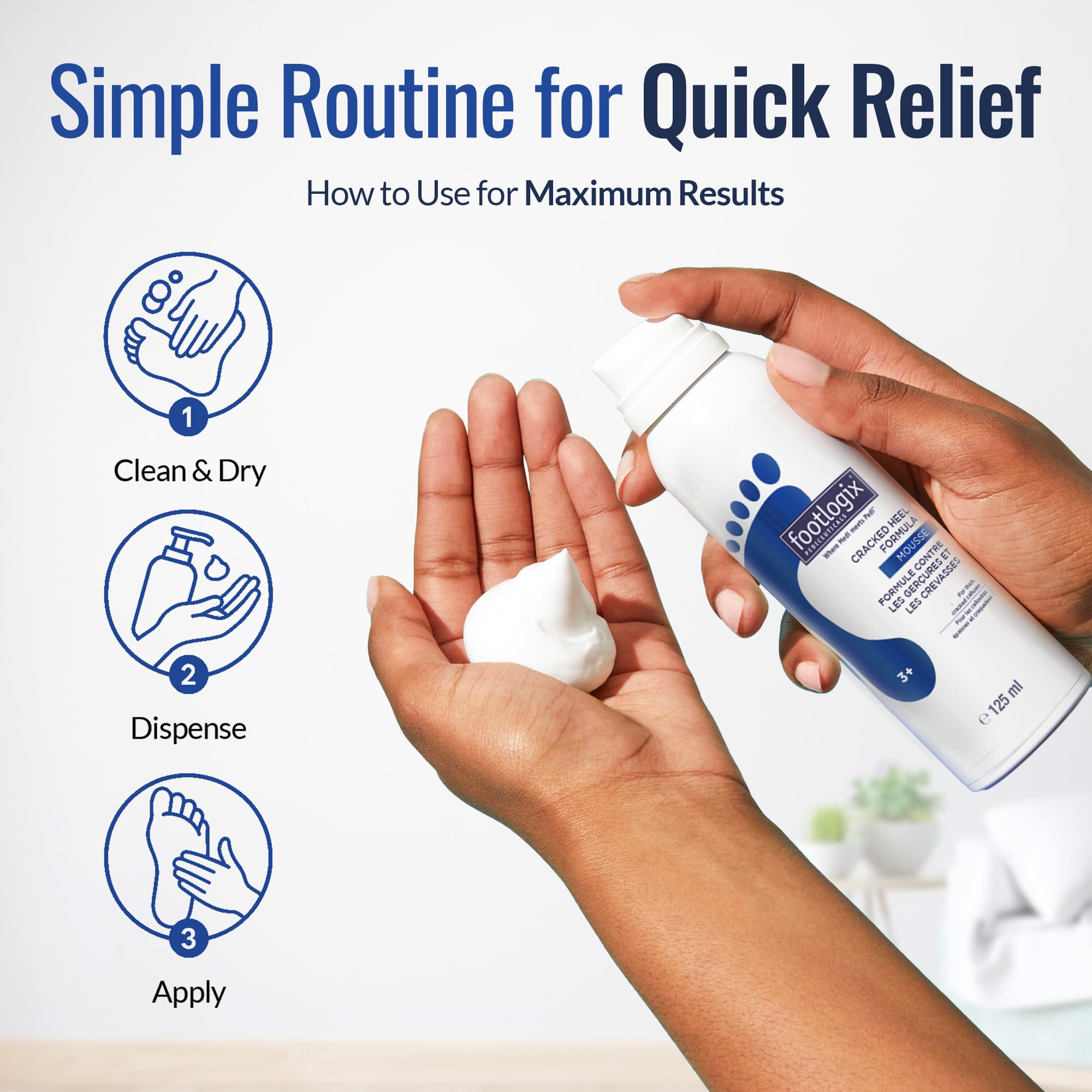 Footlogix urea retiene humedad para una piel más suave y receptiva.