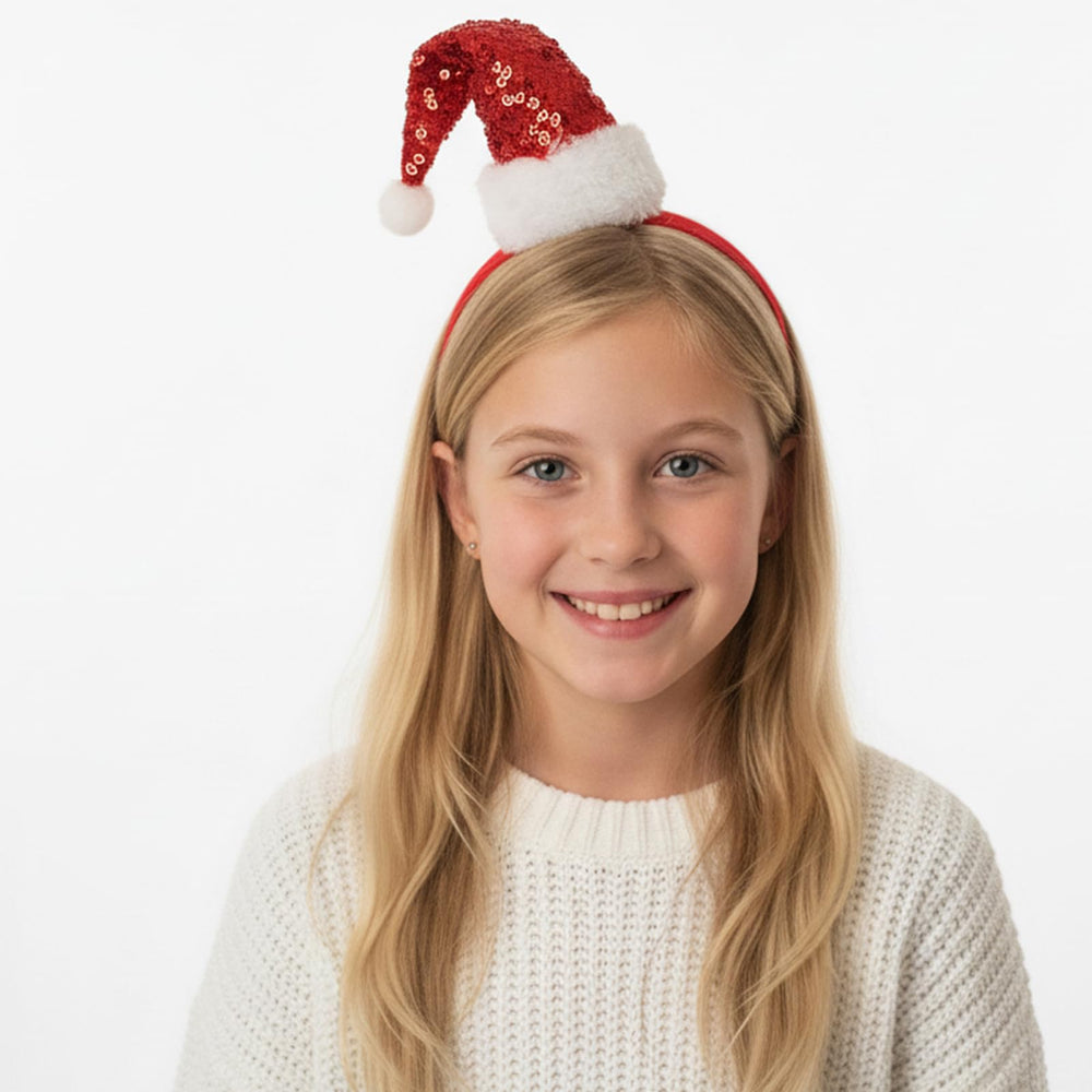 ForBaysy diadema Santa con pom-pom blanco, ajuste cómodo para mujeres y niñas