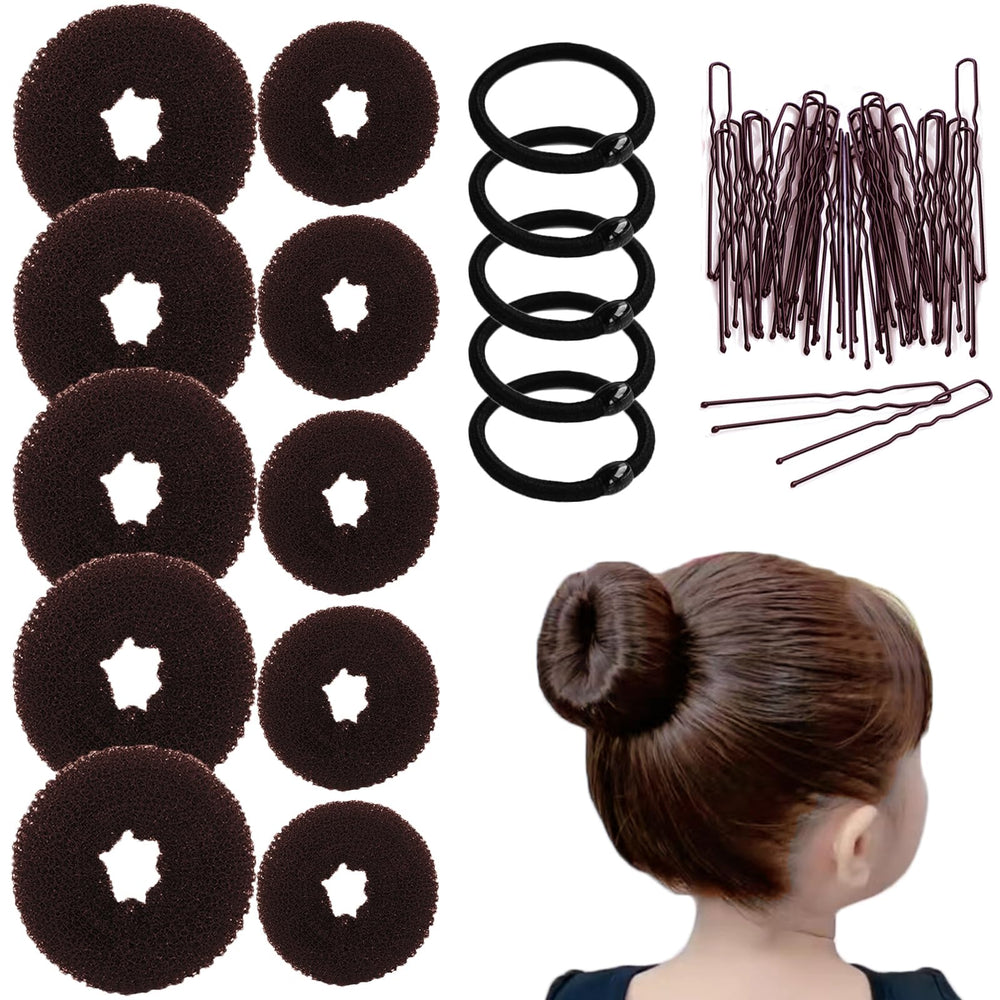 FORESRUM Conjunto Donut Bun Marrón para peinados rápidos y pulidos