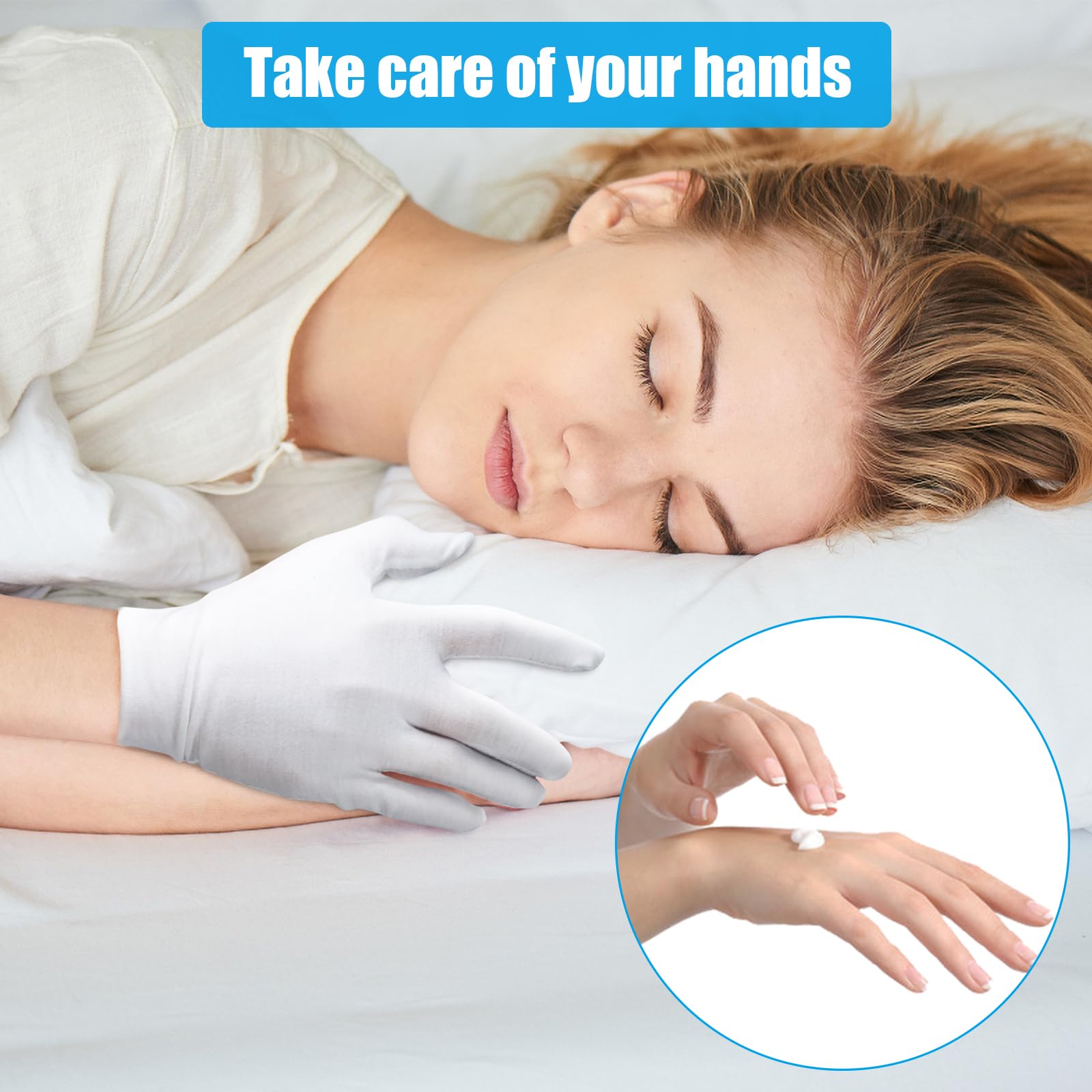 Guantes algodón blancos FourSeas, talla universal, ajuste cómodo para todas las manos