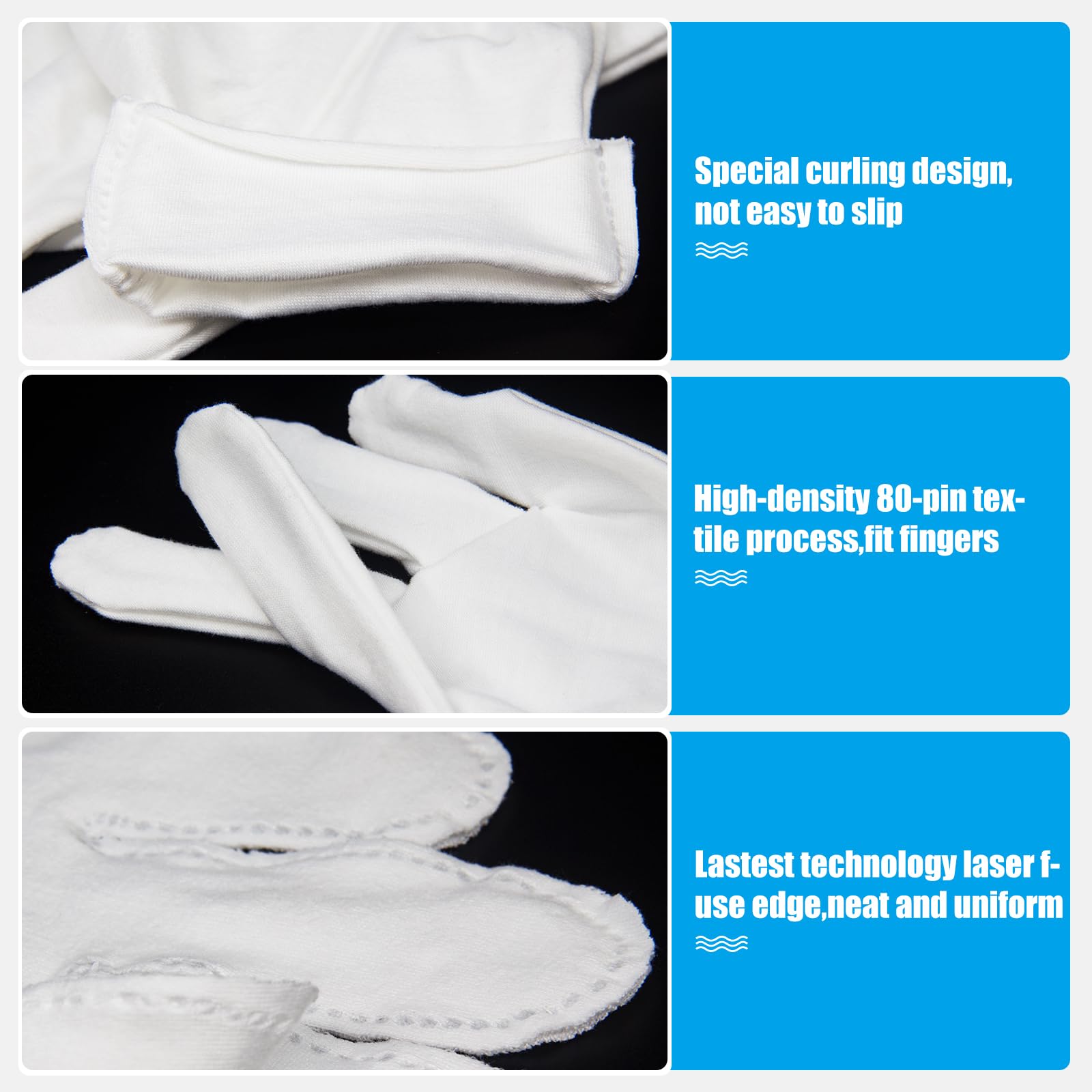 Guantes de algodón FourSeas transpirables para cuidado de manos.