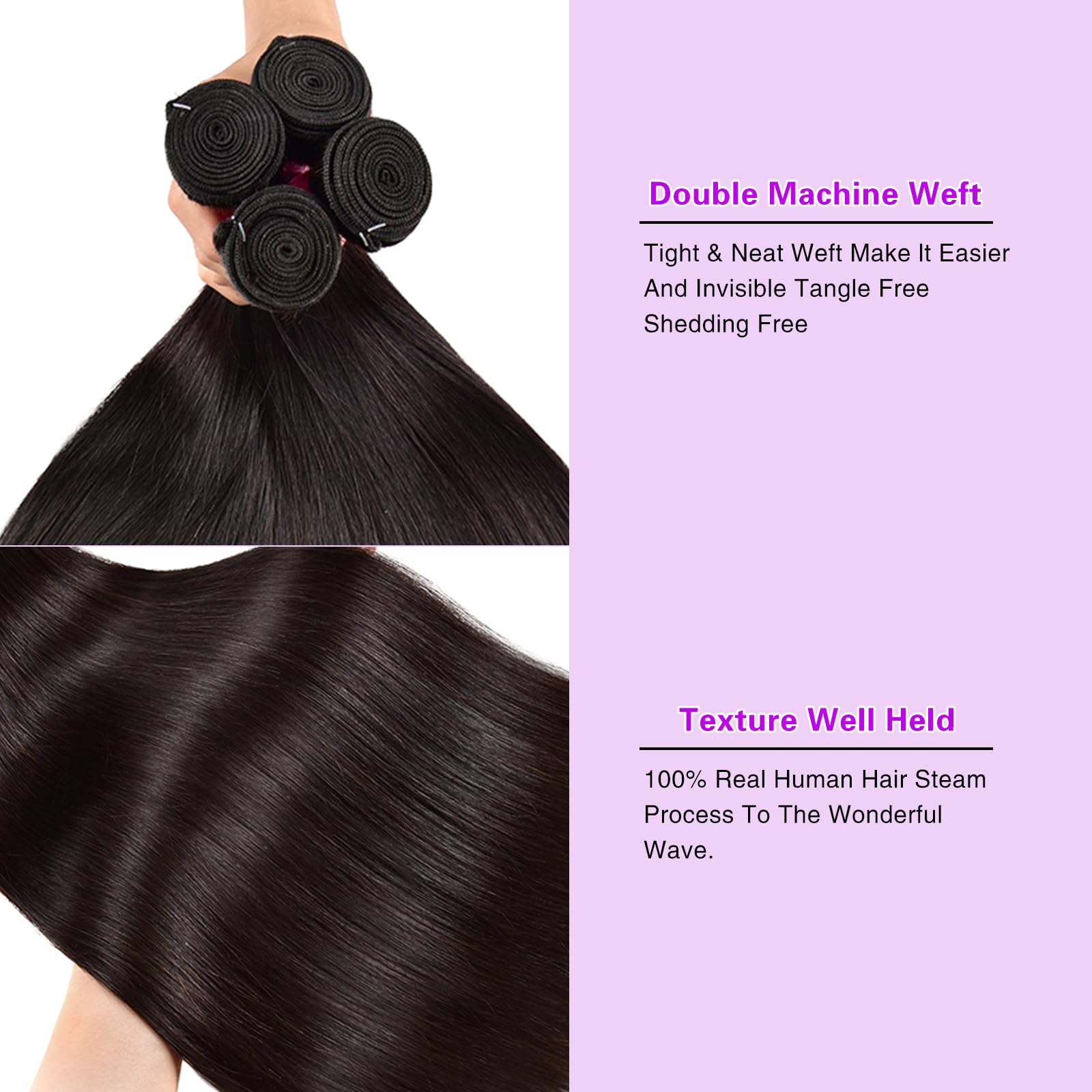 Textura suave de las mechas rectas fphko, ideal para peinados lisos.